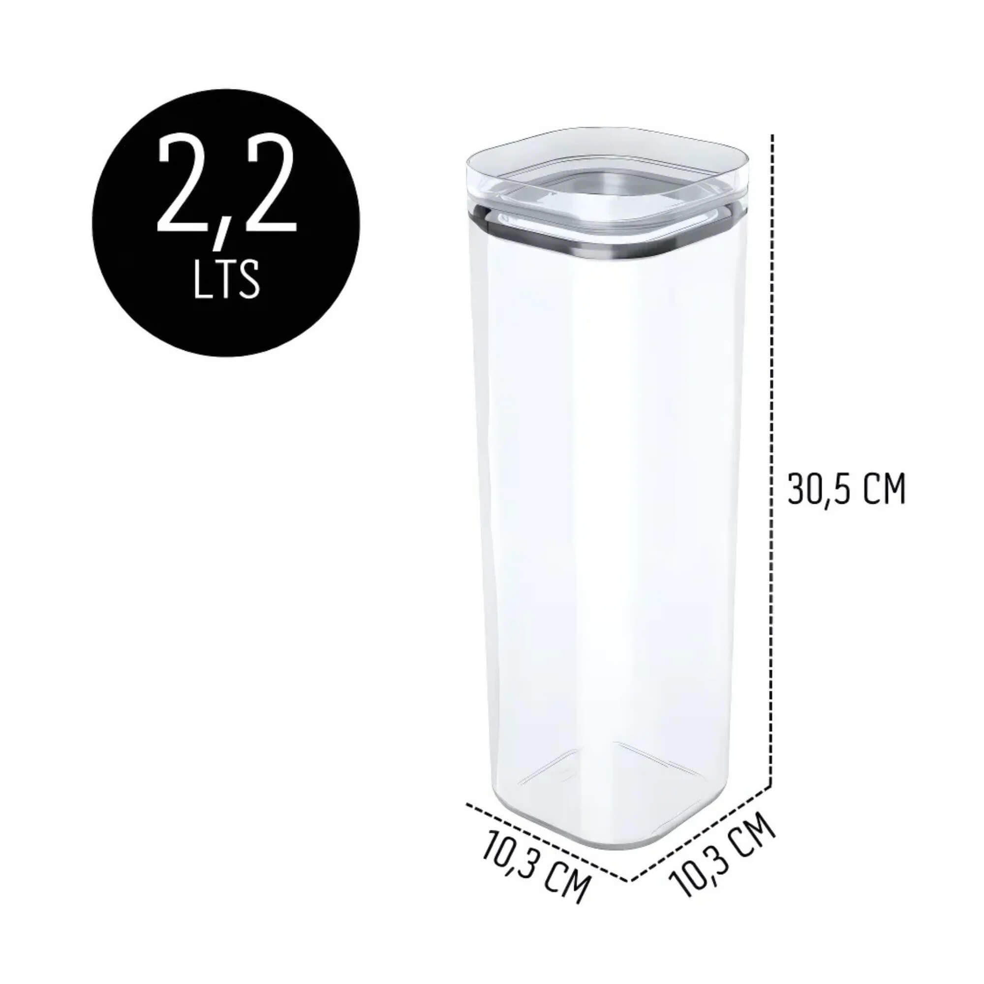 Pote Organizador Hermético 2,2 Litros com Tampa Transparente UZ Utilidades - UZ1314-TR
