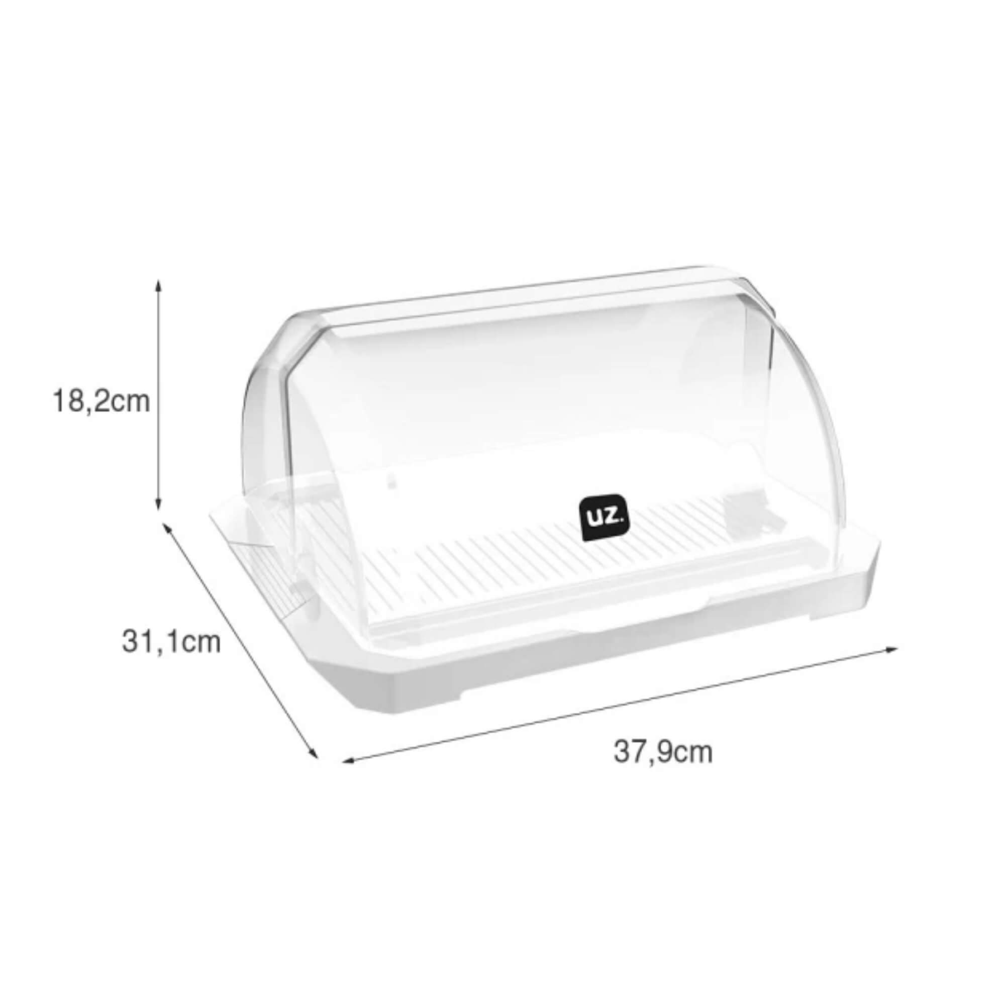 Porta Pão Premium com Tampa na cor Branca UZ Utilidades - UZ244-BR