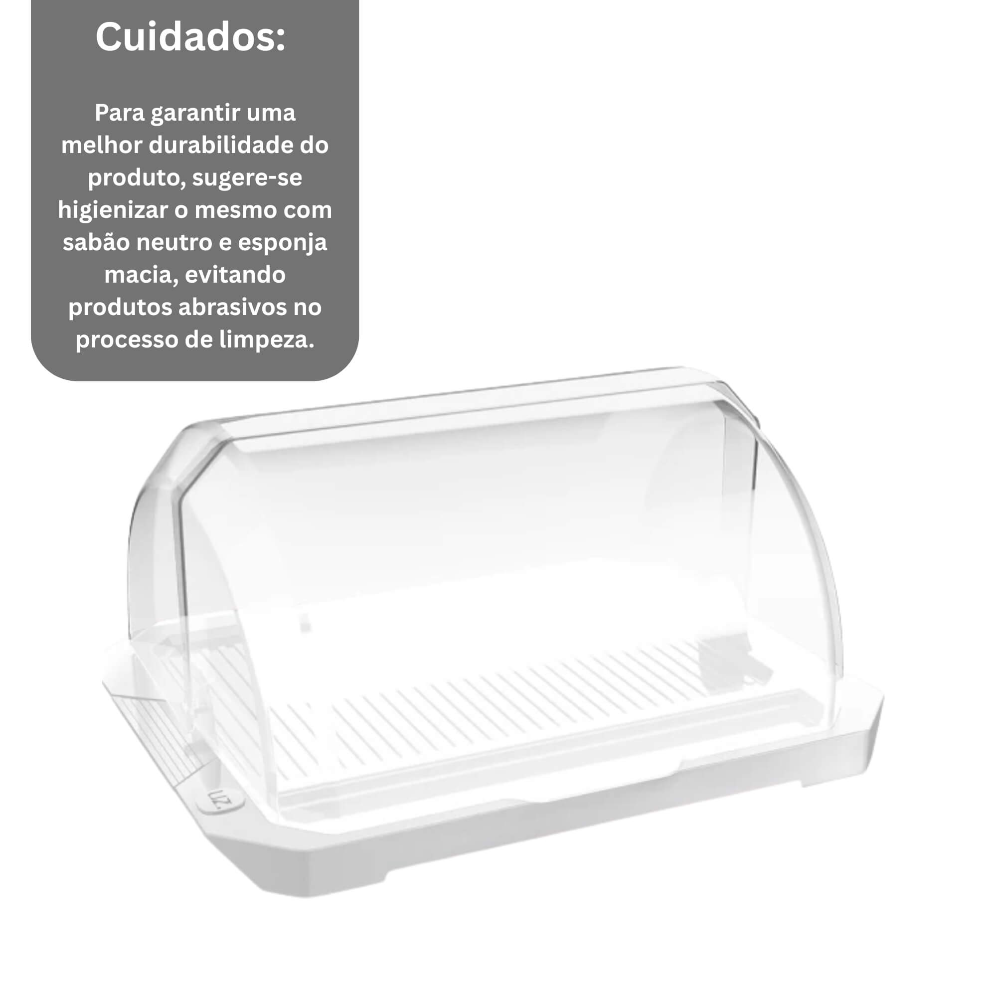 Porta Pão Premium com Tampa na cor Branca UZ Utilidades - UZ244-BR