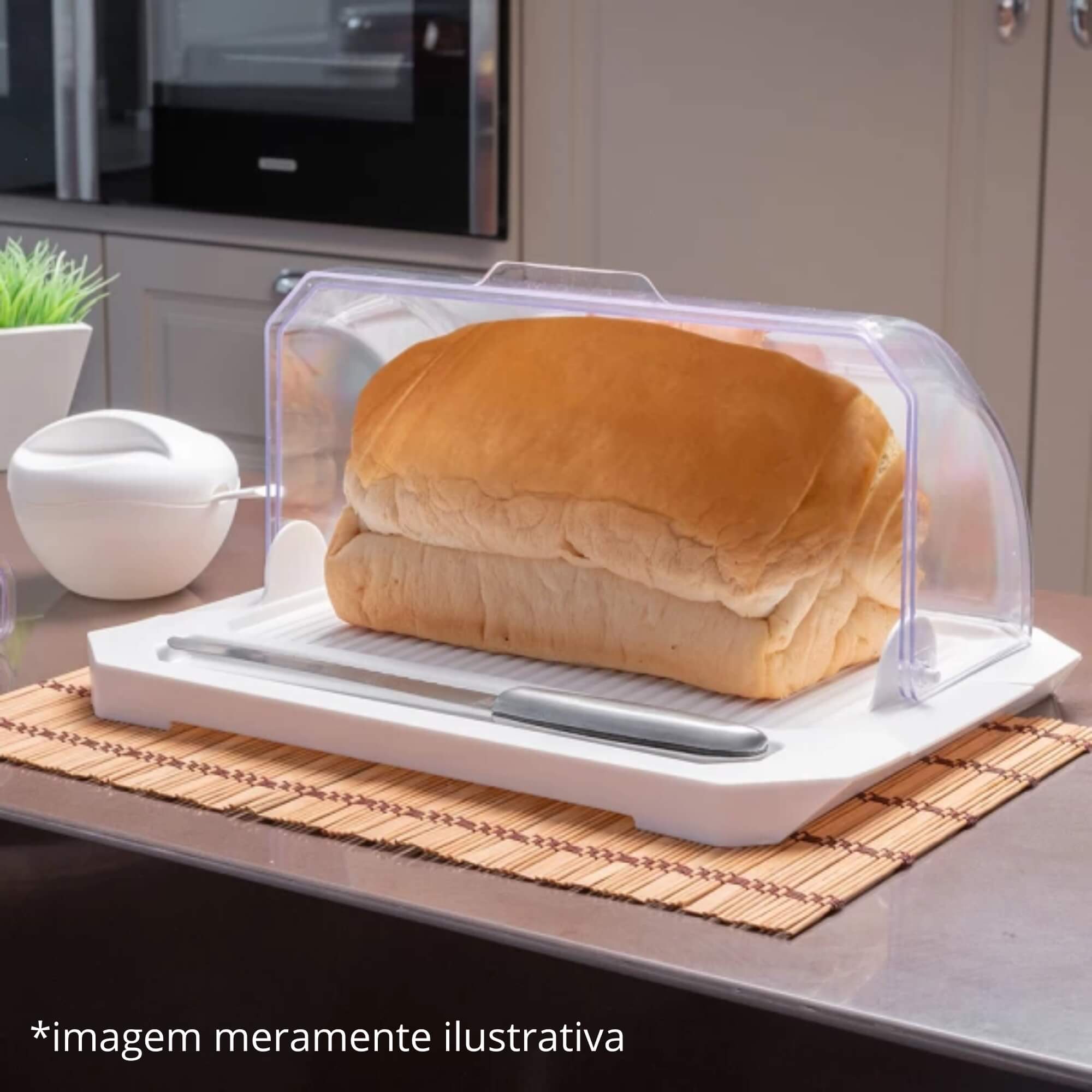 Porta Pão Premium com Tampa na cor Branca UZ Utilidades - UZ244-BR