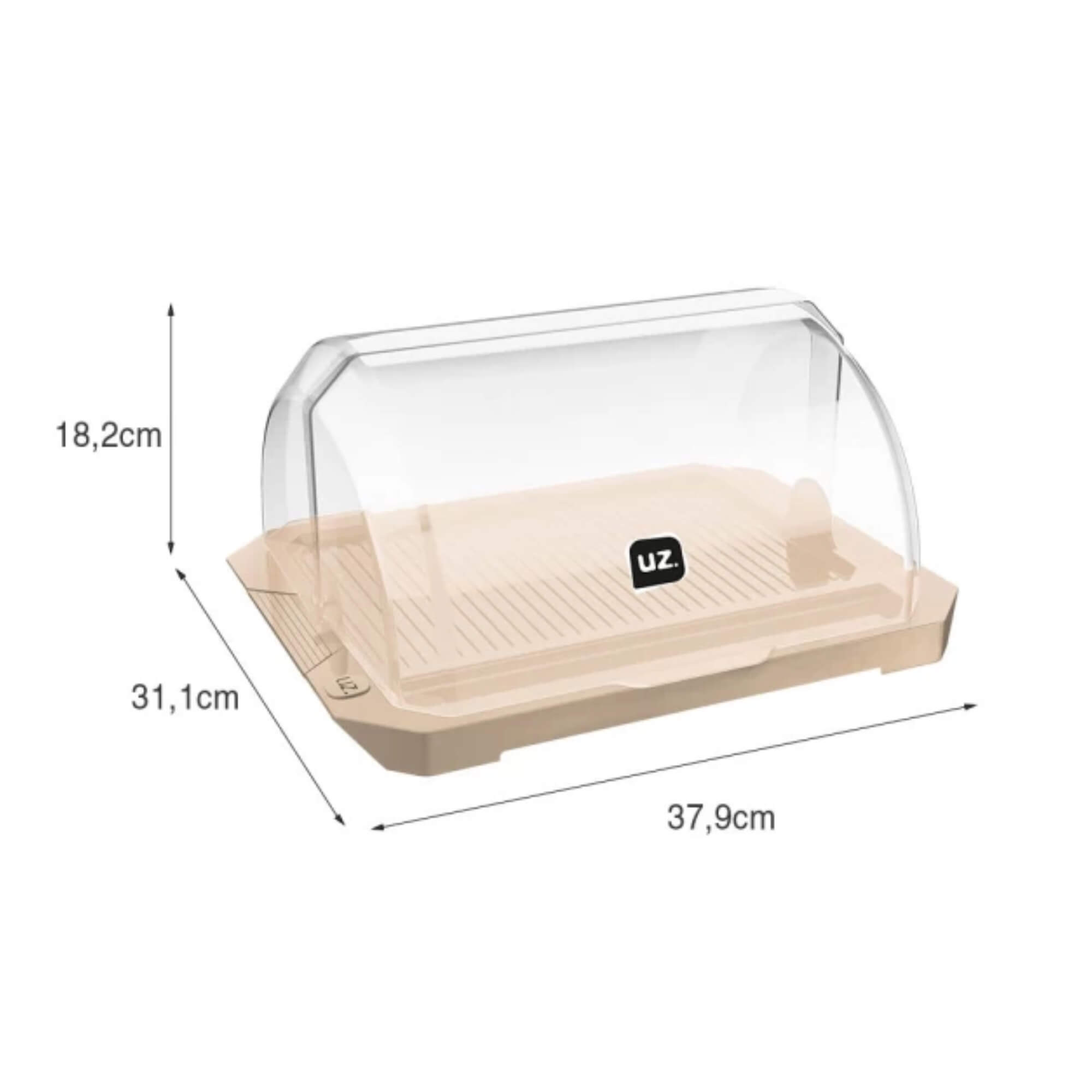 Porta Pão Premium com Tampa na cor Capuccino UZ Utilidades - UZ244-CAP