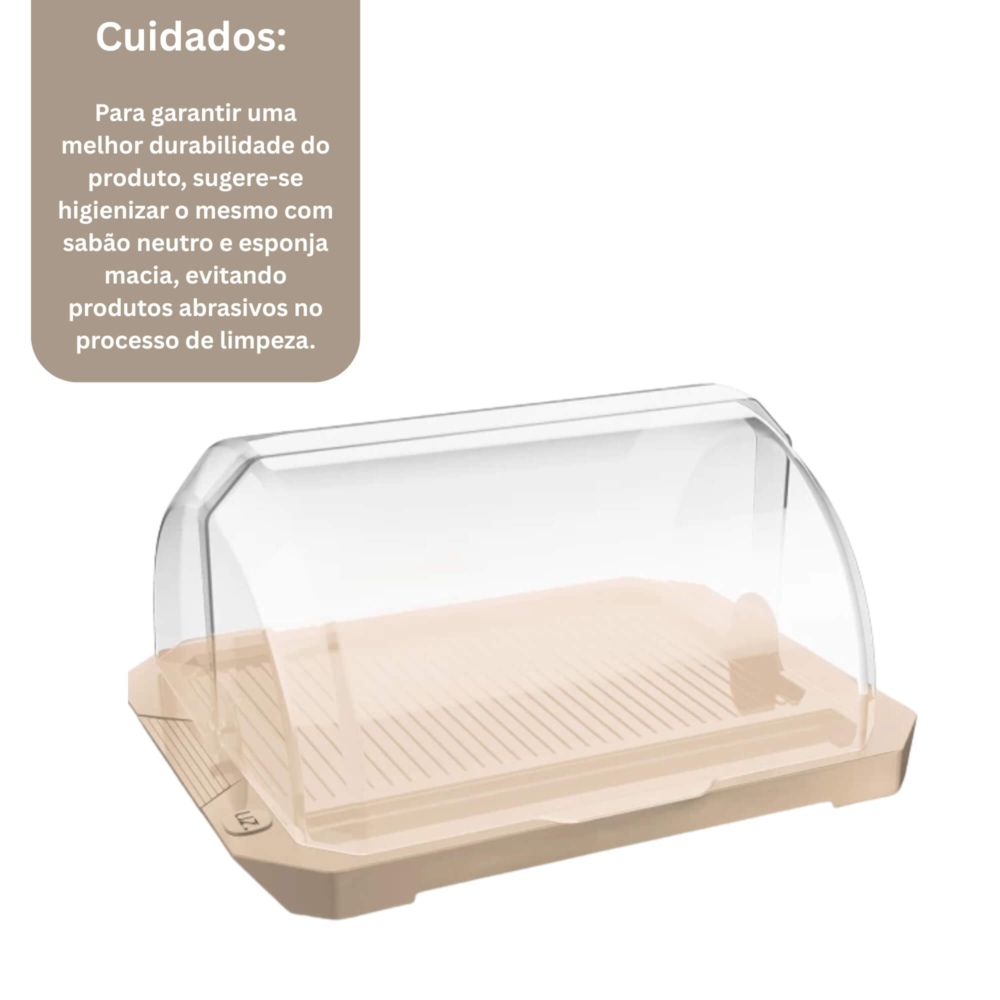 Porta Pão Premium com Tampa na cor Capuccino UZ Utilidades - UZ244-CAP