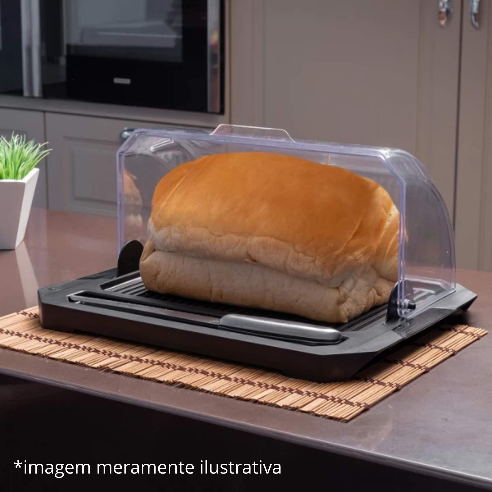 Porta Pão Premium com Tampa na cor Capuccino UZ Utilidades - UZ244-CAP