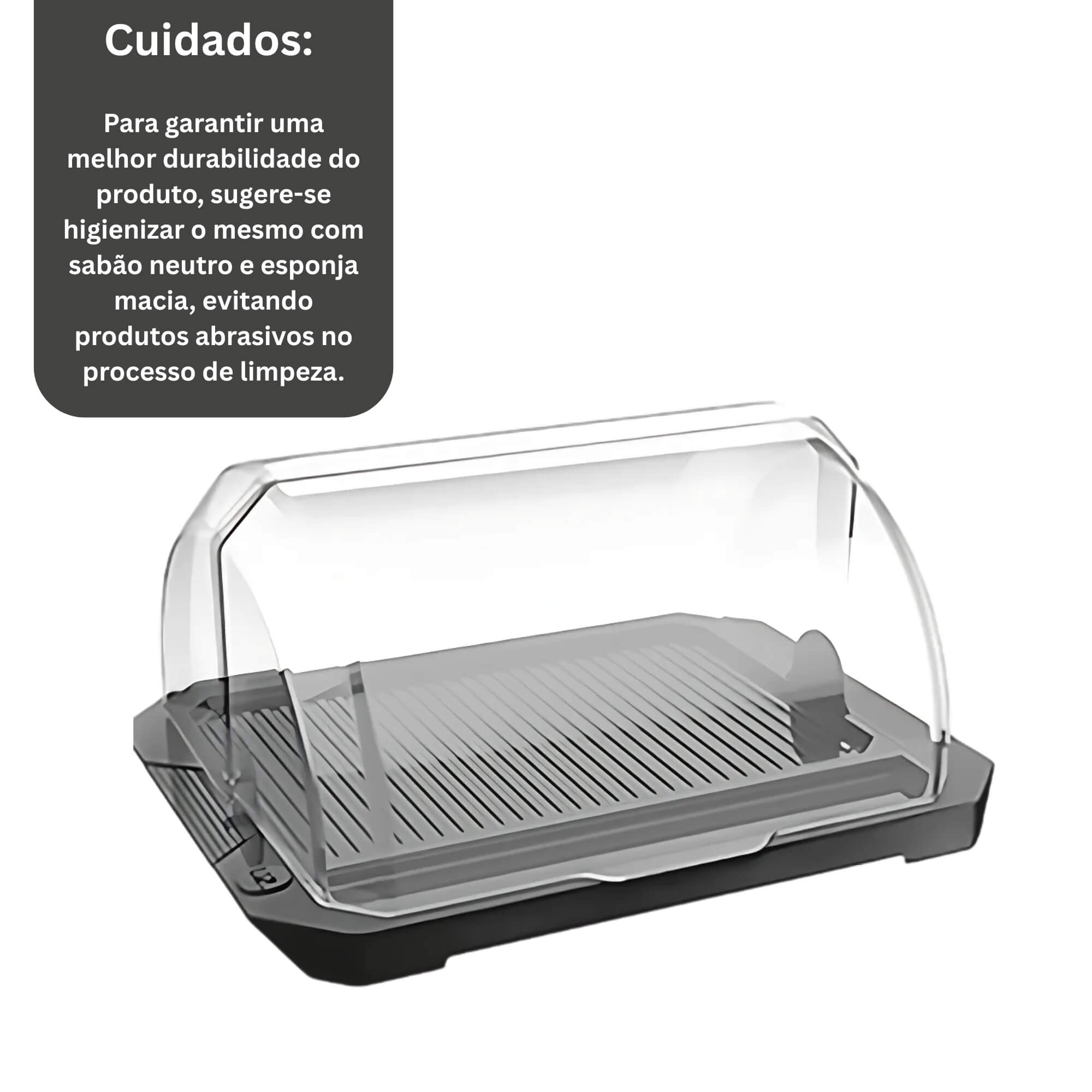 Porta Pão Premium com Tampa na cor Preta UZ Utilidades - UZ244-PR