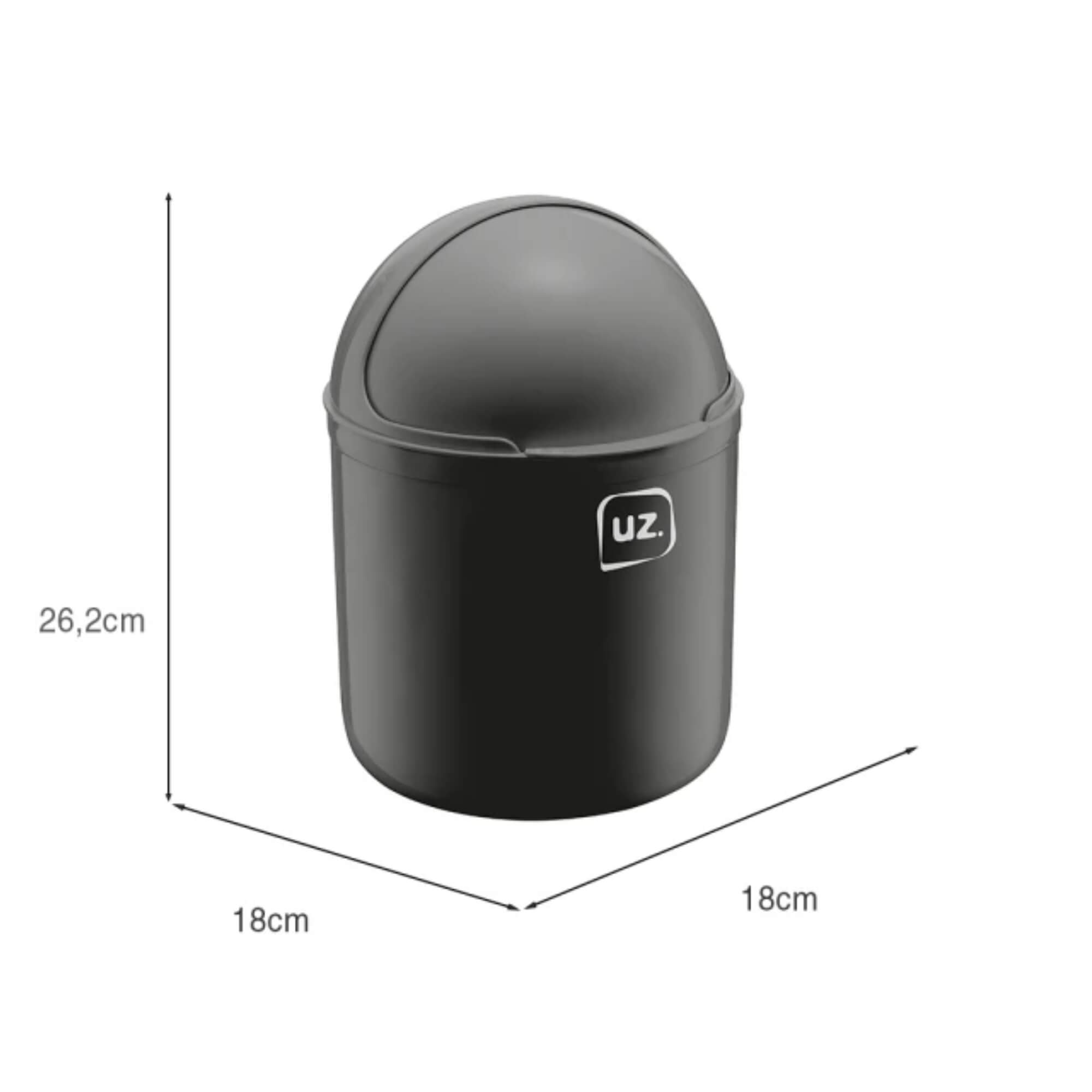 Lixeira de Pia 4 Litros Preto UZ Utilidades - UZ350-PR