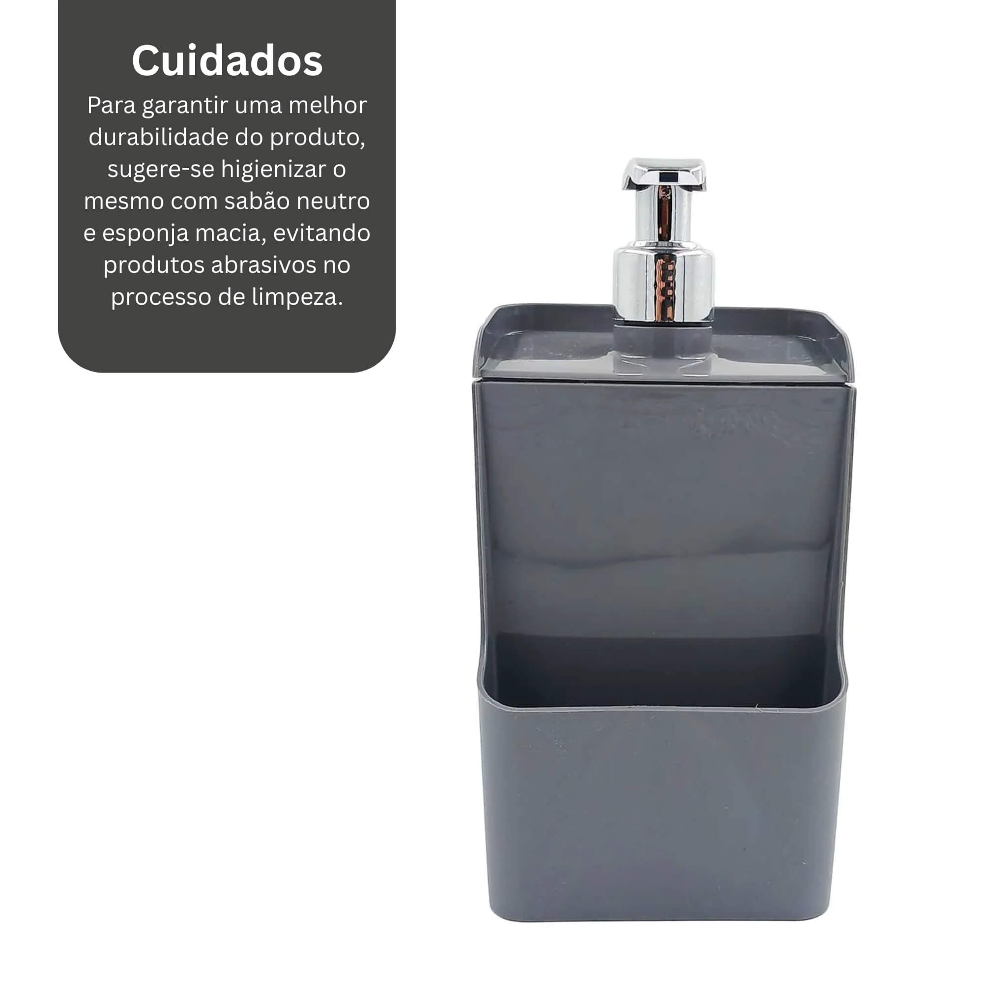 Dispenser Slim de Plástico Cinza Titânio 500ml UZ Utilidades - UZ399-CIN
