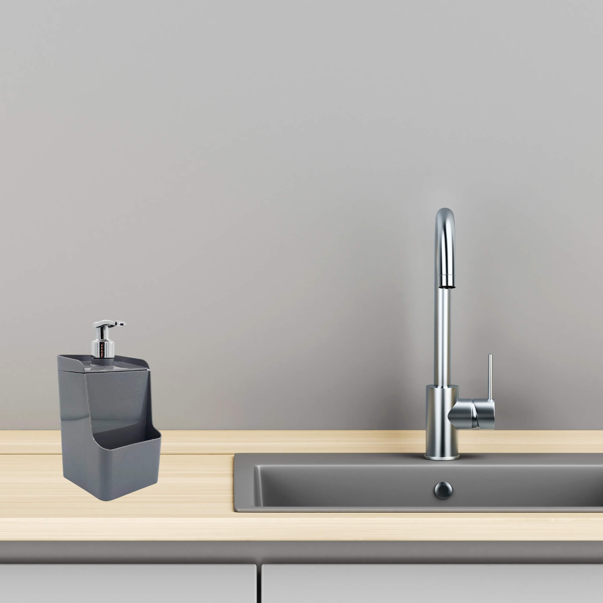 Dispenser Slim de Plástico Cinza Titânio 500ml UZ Utilidades - UZ399-CIN