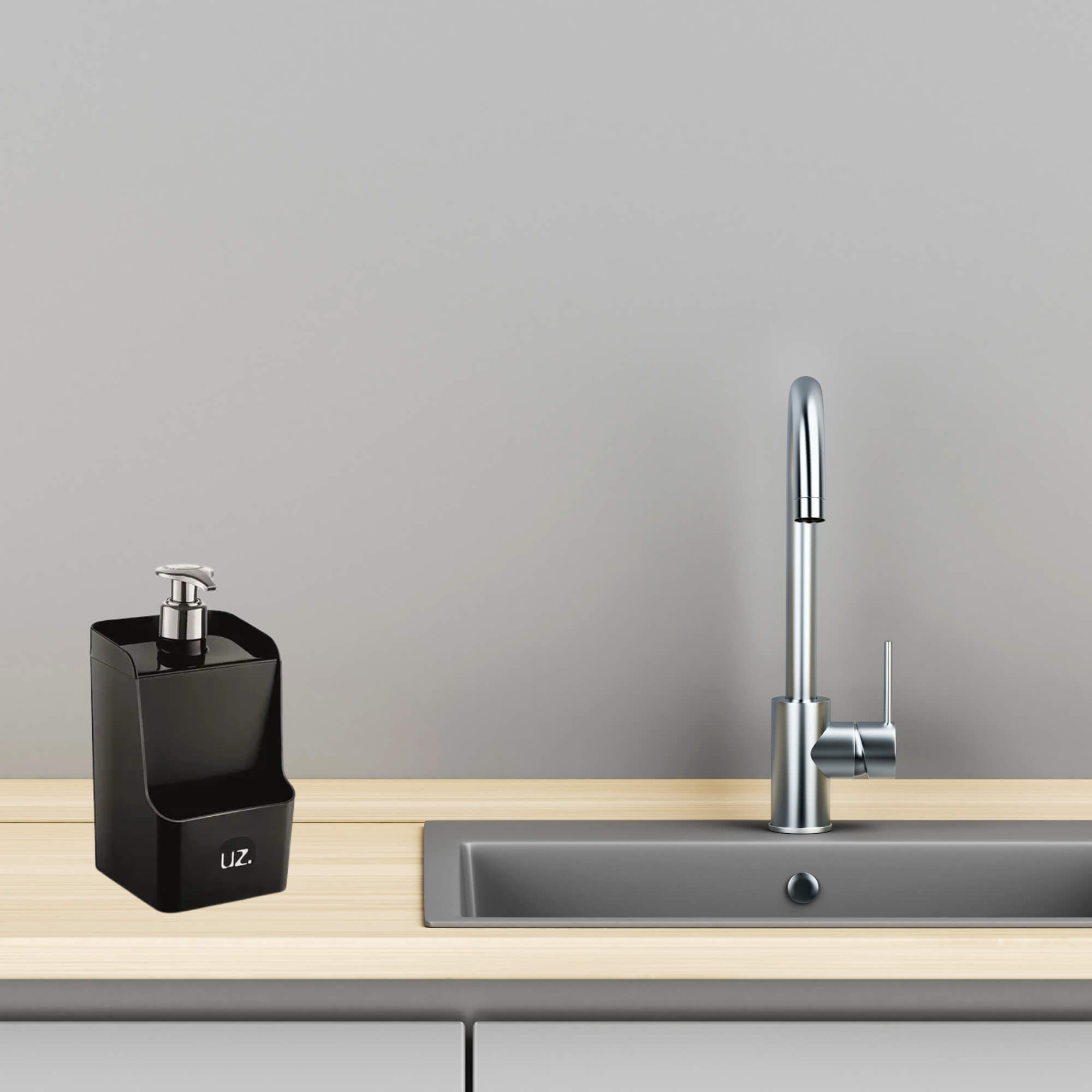 Dispenser Slim de Plástico Preto 500ml UZ Utilidades - UZ399-PR