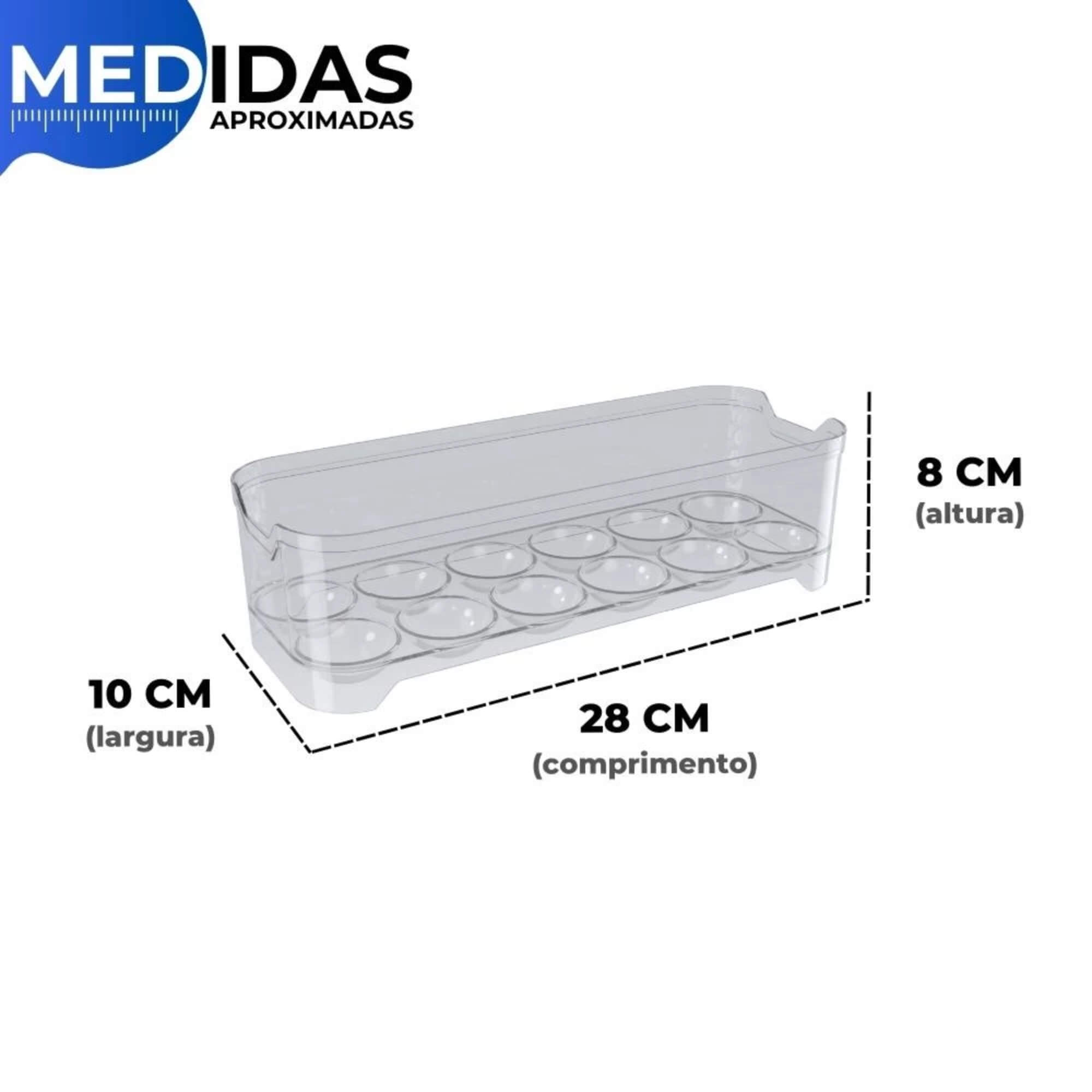 Porta Ovos Organizador de Geladeira Transparente de Plástico UZ Utilidades - UZ422-TR