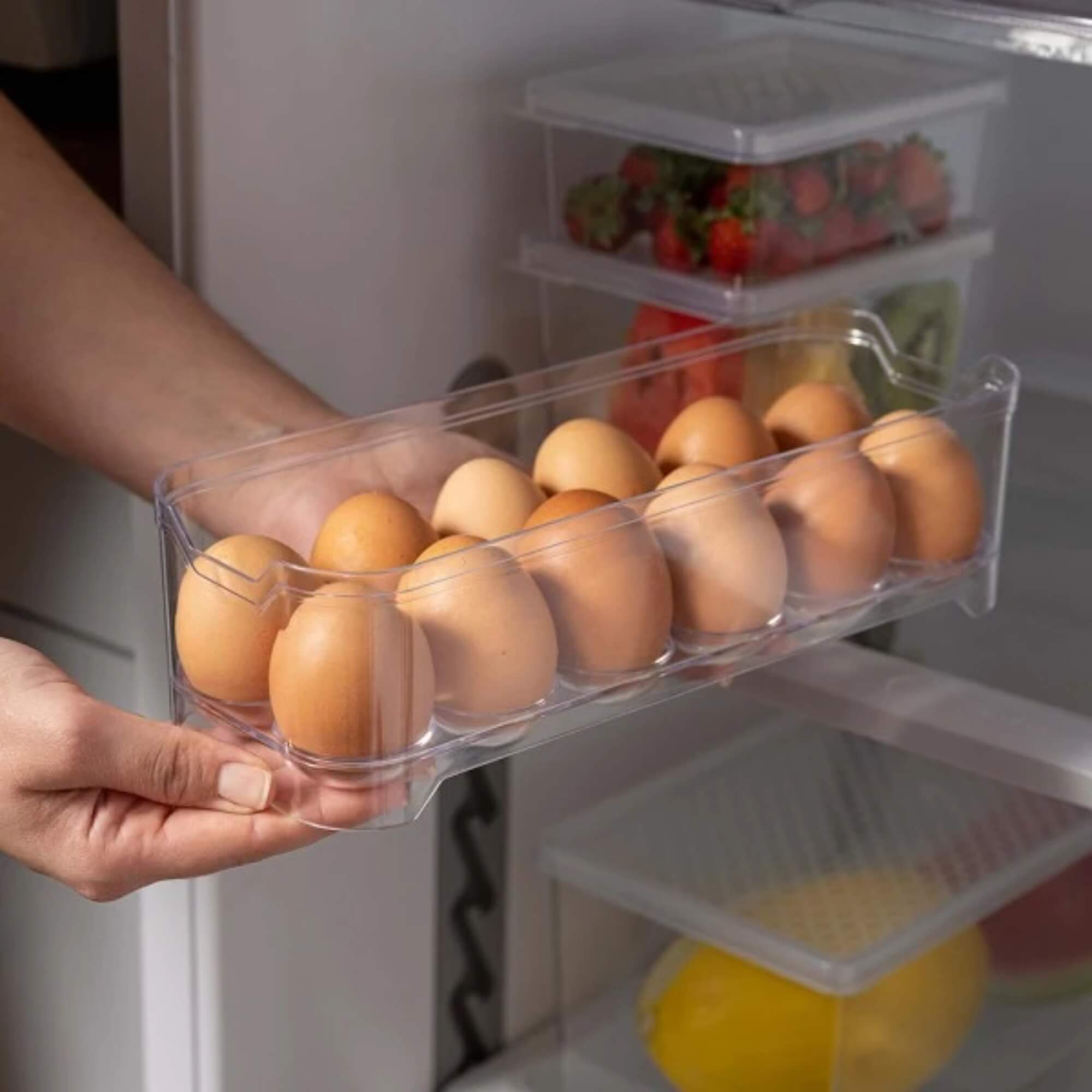 Porta Ovos Organizador de Geladeira Transparente de Plástico UZ Utilidades - UZ422-TR