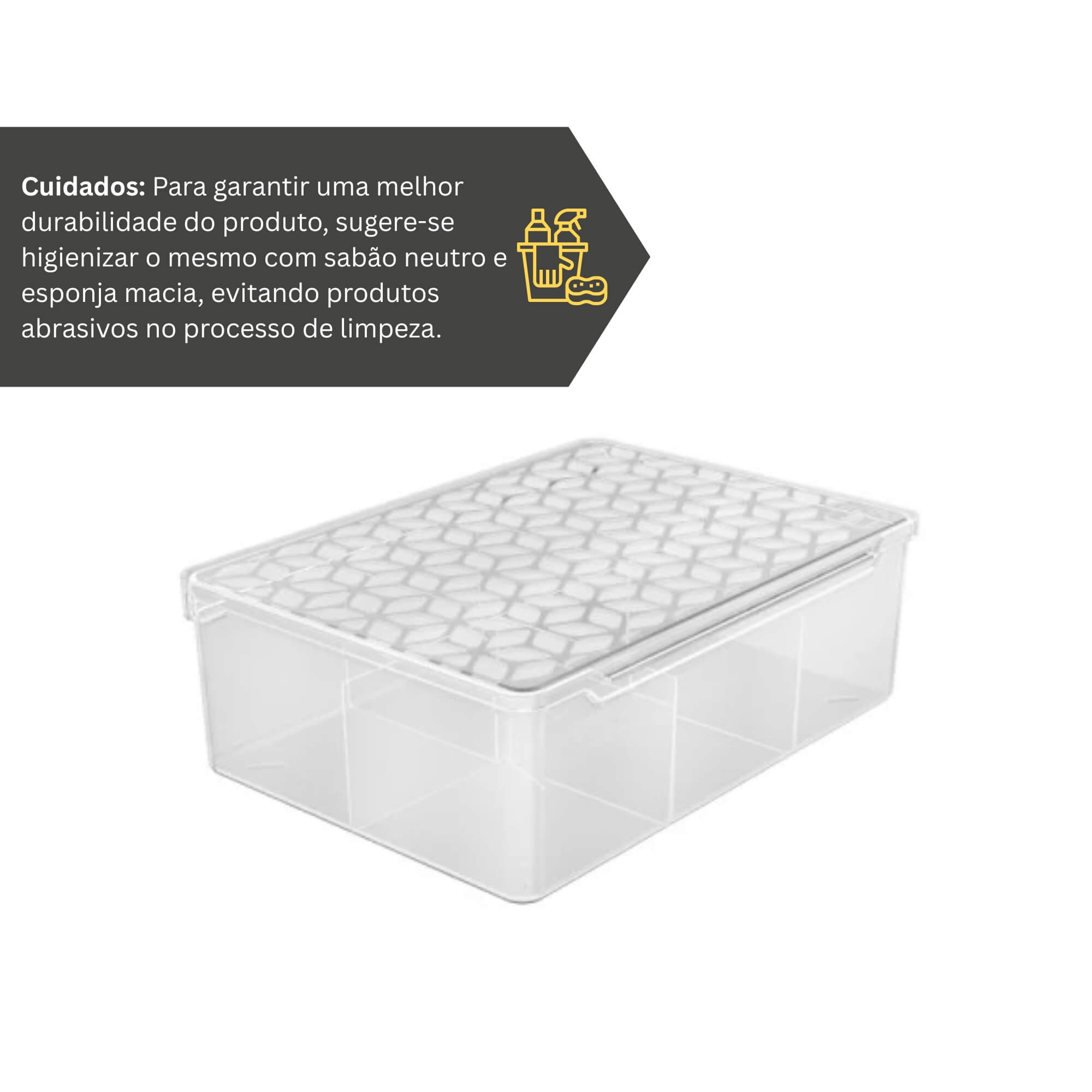 Box Multiuso com Divisória Transparente Translucido UZ Utilidades - UZ444-TR