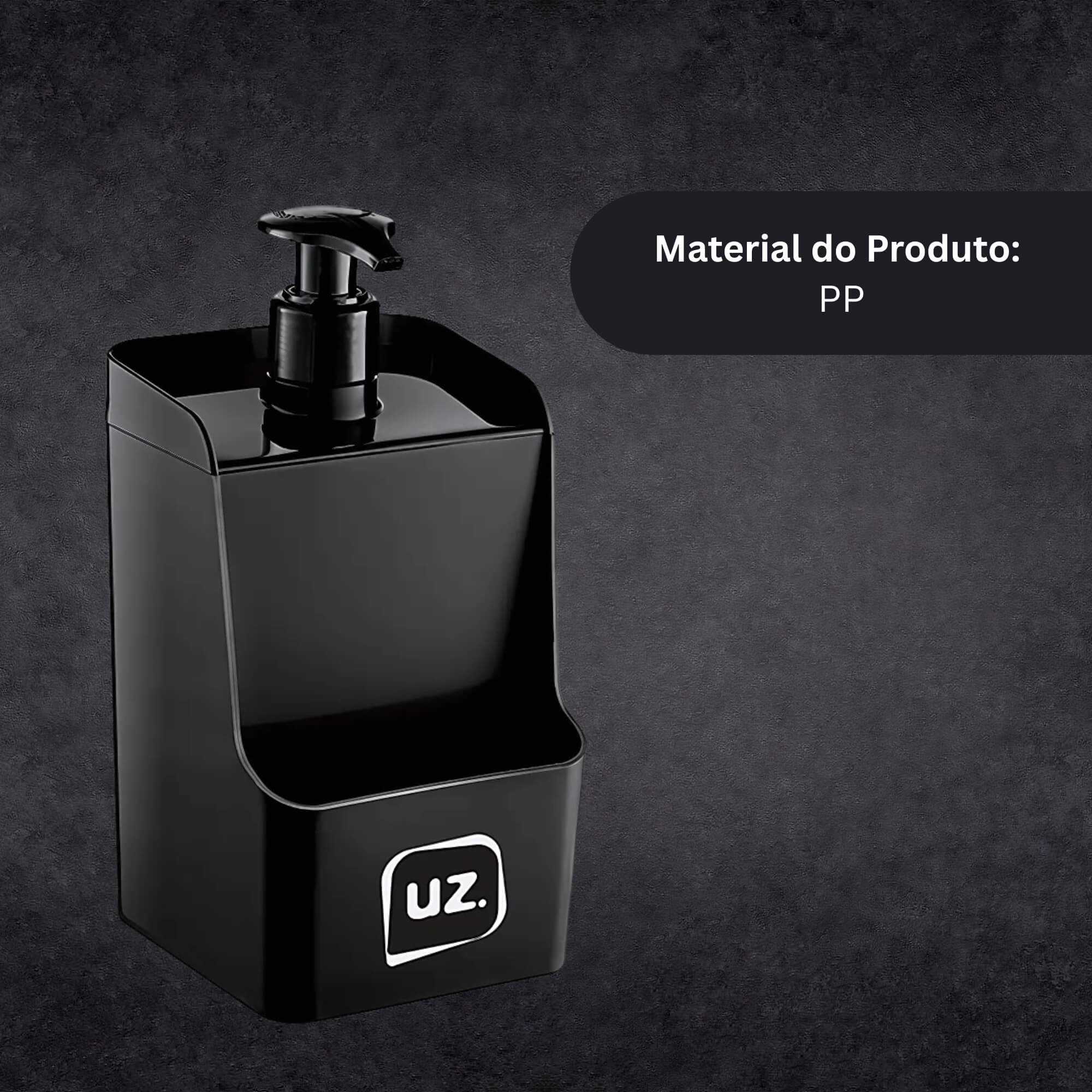 Dispenser Slim Preto de Plástico 500ml UZ Utilidades - UZ445-PR