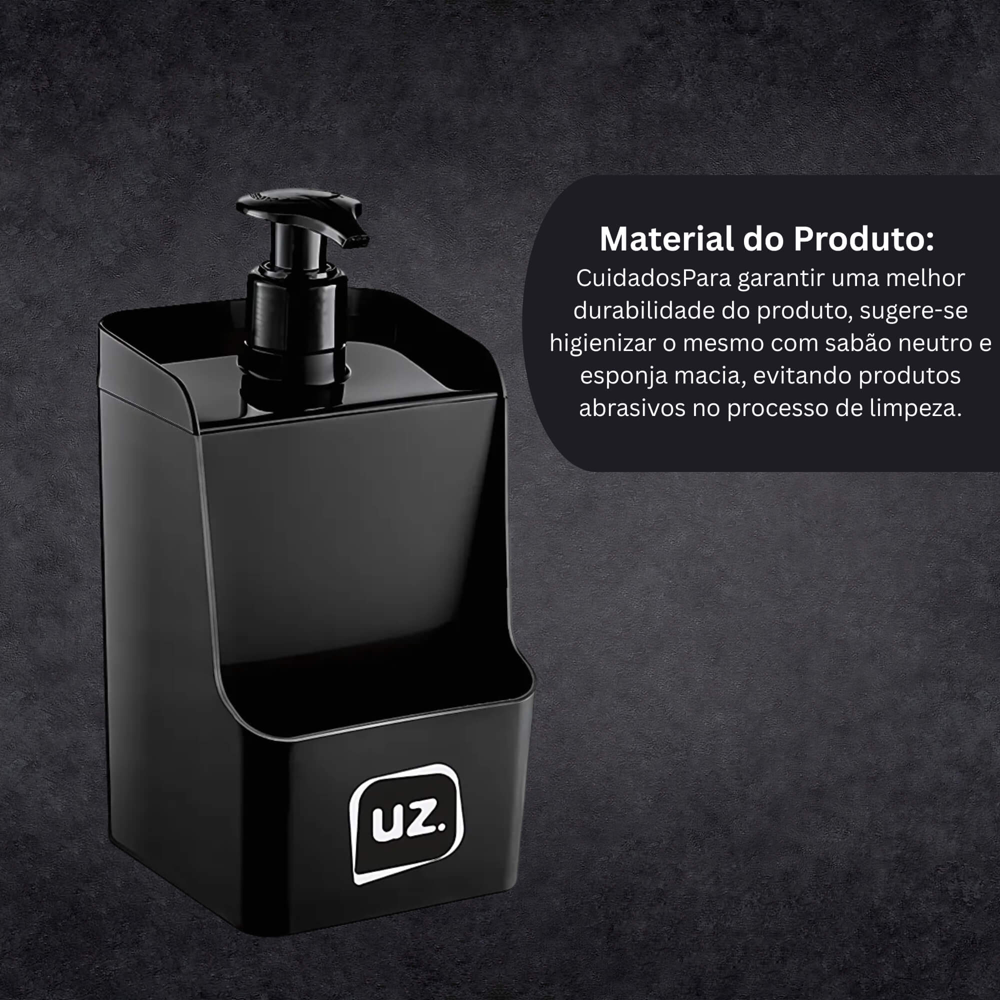 Dispenser Slim Preto de Plástico 500ml UZ Utilidades - UZ445-PR