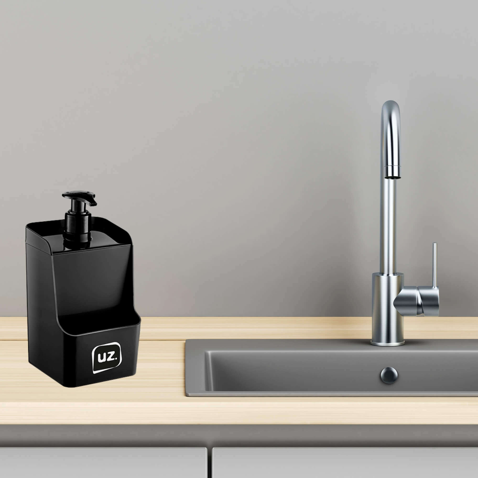Dispenser Slim Preto de Plástico 500ml UZ Utilidades - UZ445-PR