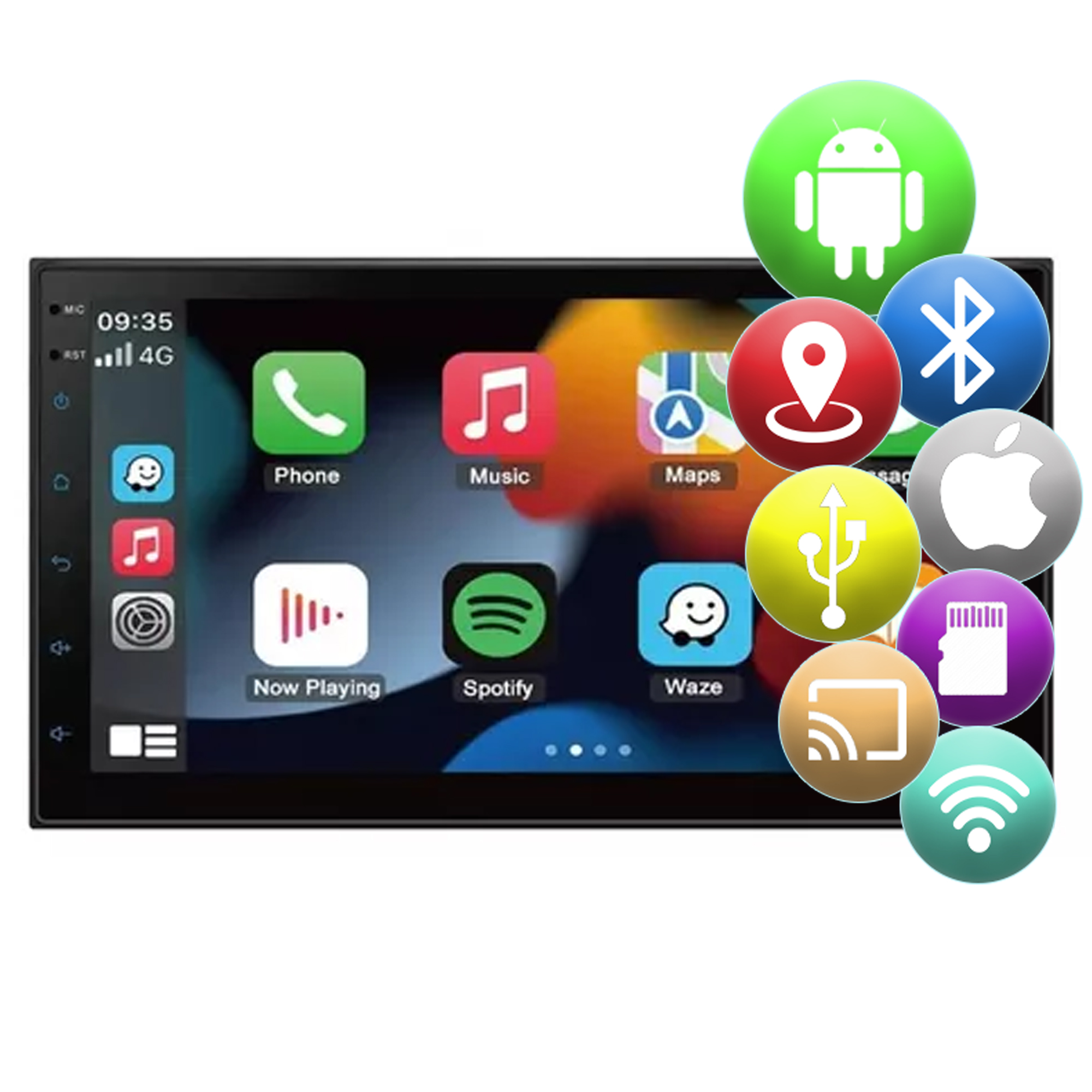 COMP Kit Multimidia Gol Voyage Saveiro G6 + Câmera de Ré Android 13 7" 2+32GB Carplay e Android Auto - HT-7210CA