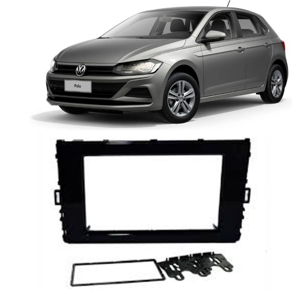 COMP Kit Moldura 1 e 2 Din Volkswagen Polo  Virtus e T-Cross + Canbus para sistemas Android
