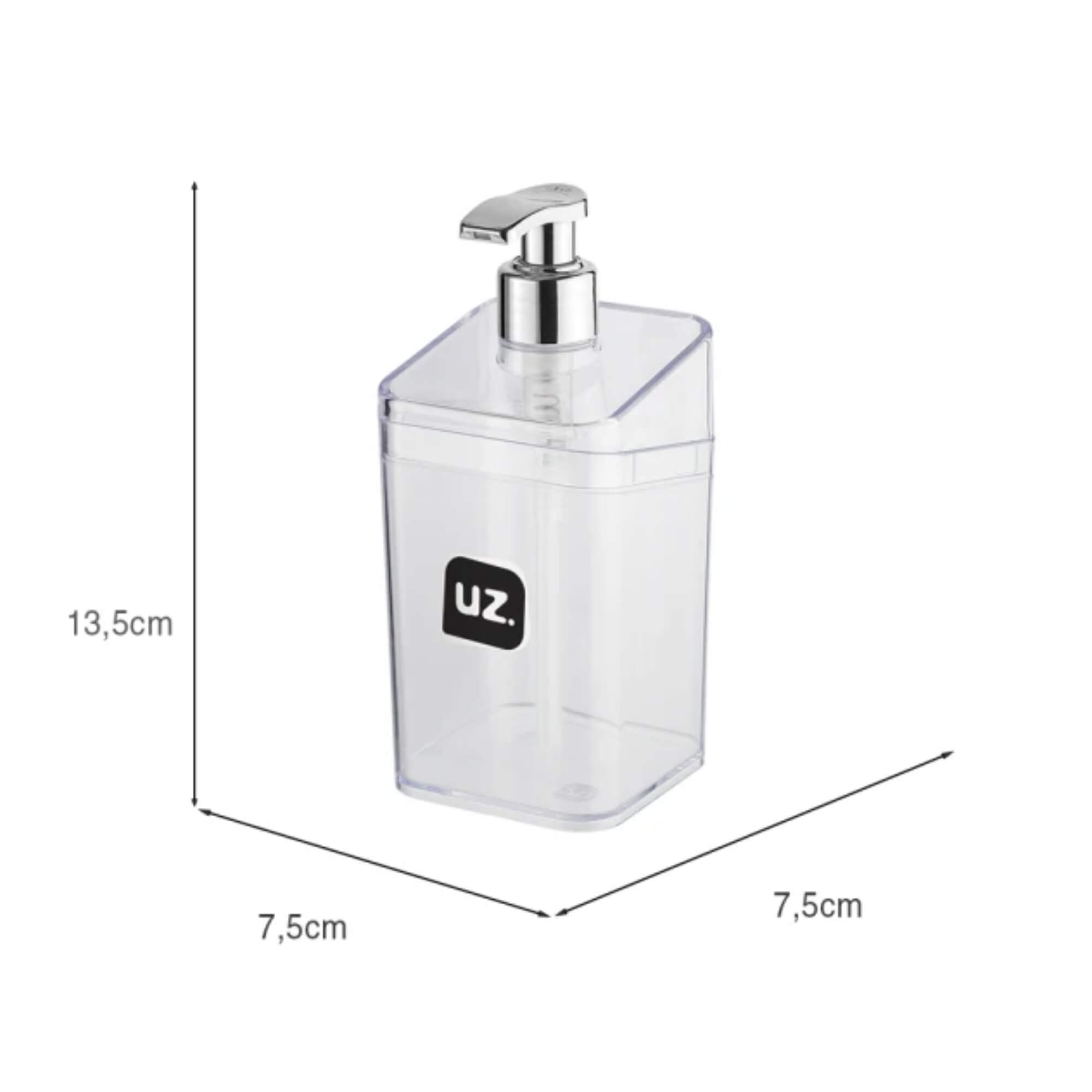 COMP Porta Algodão + Porta Sabonete Líquido + Porta Escova c/ Tampa Slim Transparente UZ Utilidades