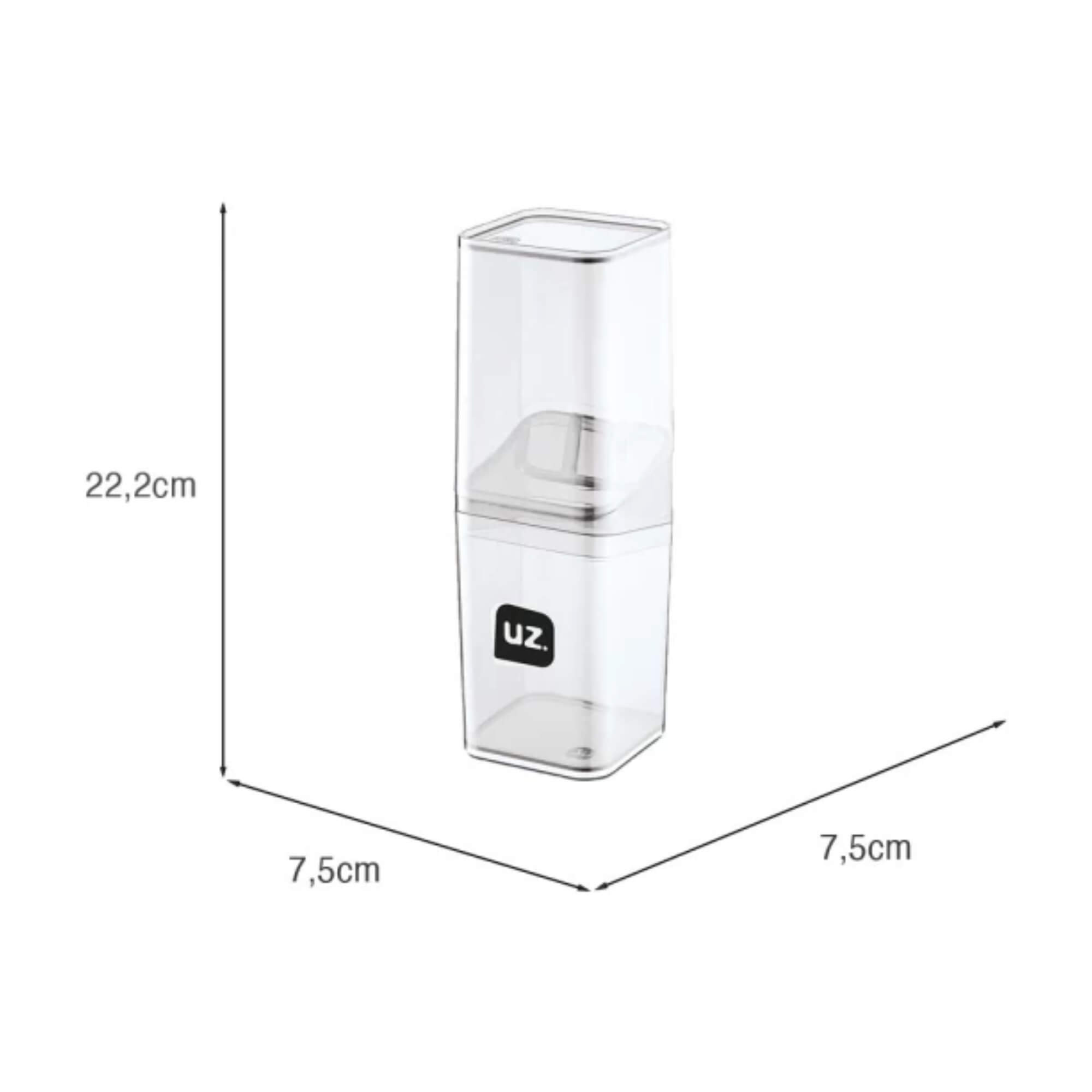 COMP Porta Algodão + Porta Sabonete Líquido + Porta Escova c/ Tampa Slim Transparente UZ Utilidades