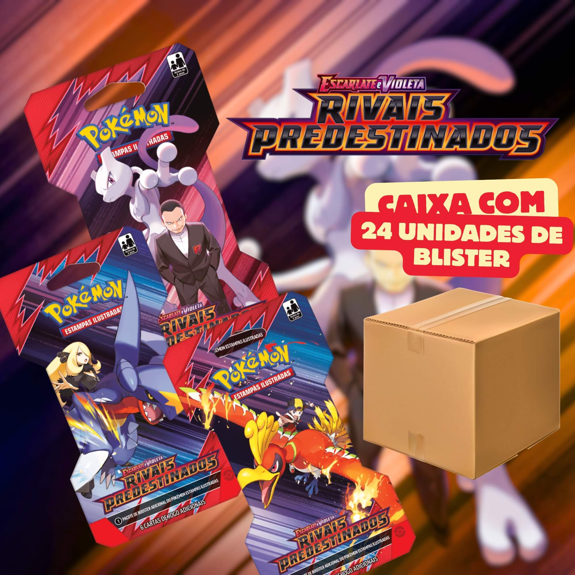 Pokemon EV10 Blister Unitário Rivais Predestinados Caixa com 24 Unidades Copag - 35557