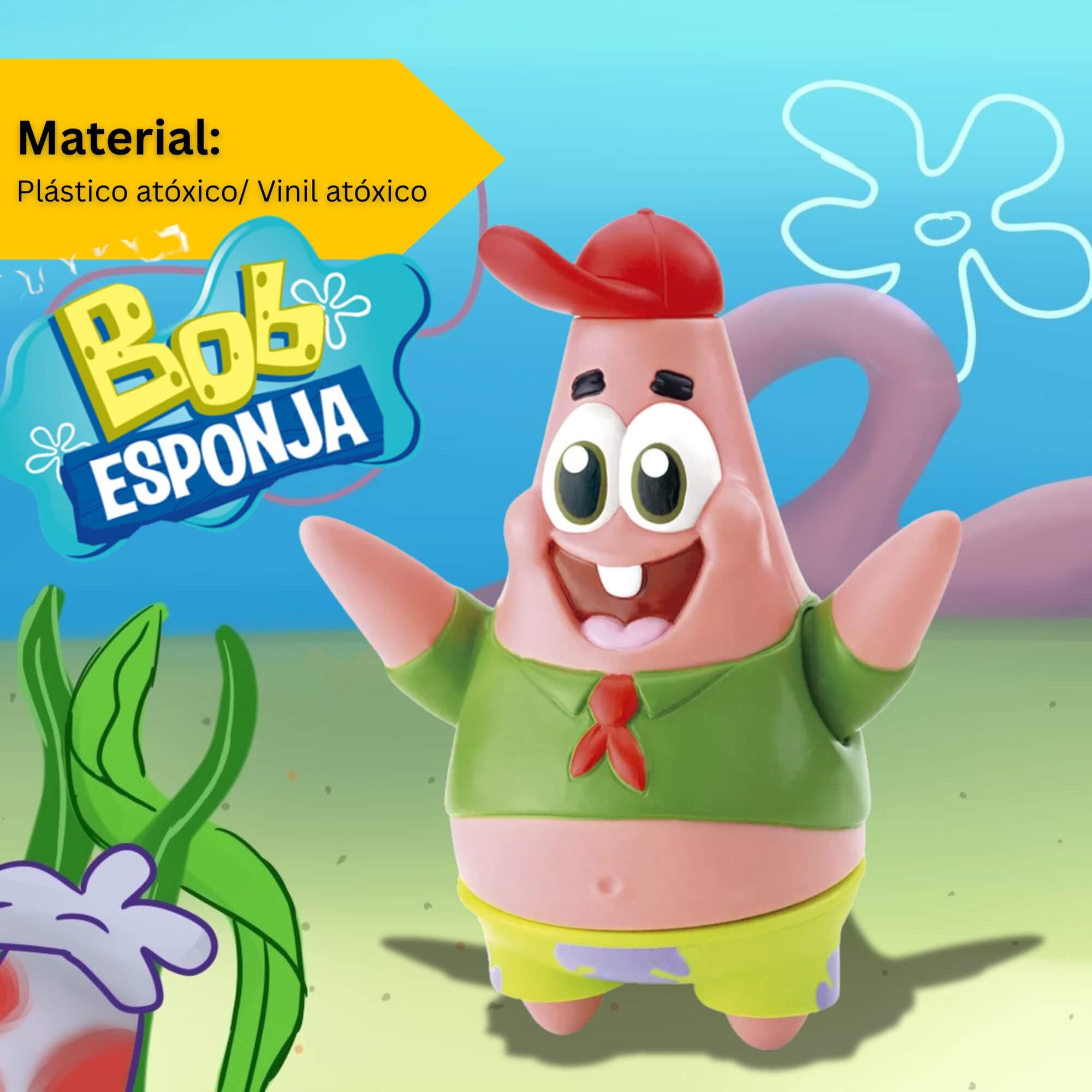 Boneco Patrick 18cm de Altura com Articulações Vinil Atóxico Bob Esponja Lider - 3077