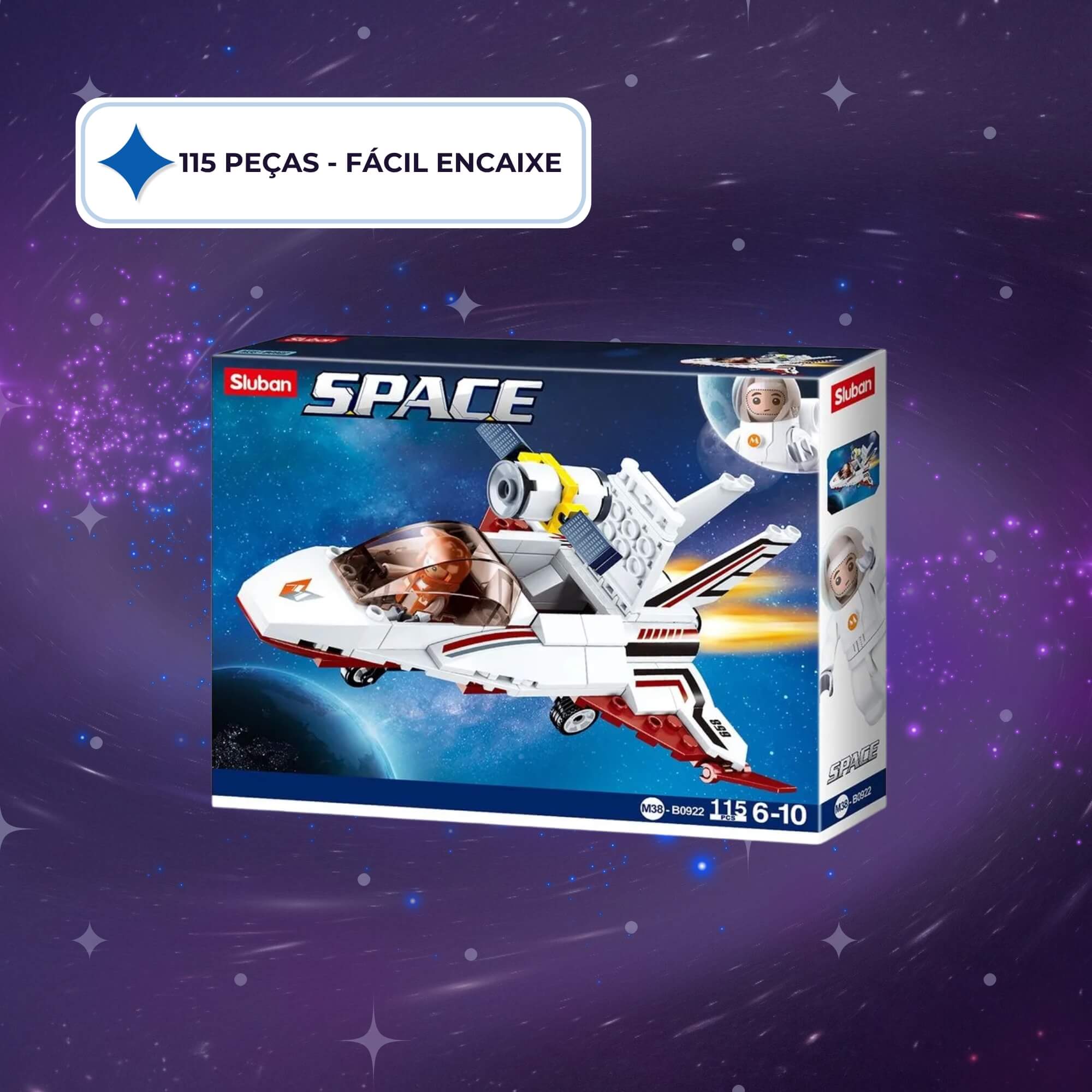 Brinquedo Nave Espacial Com 115 Peças Cubic Blocos de Montar Multikids - BR1340