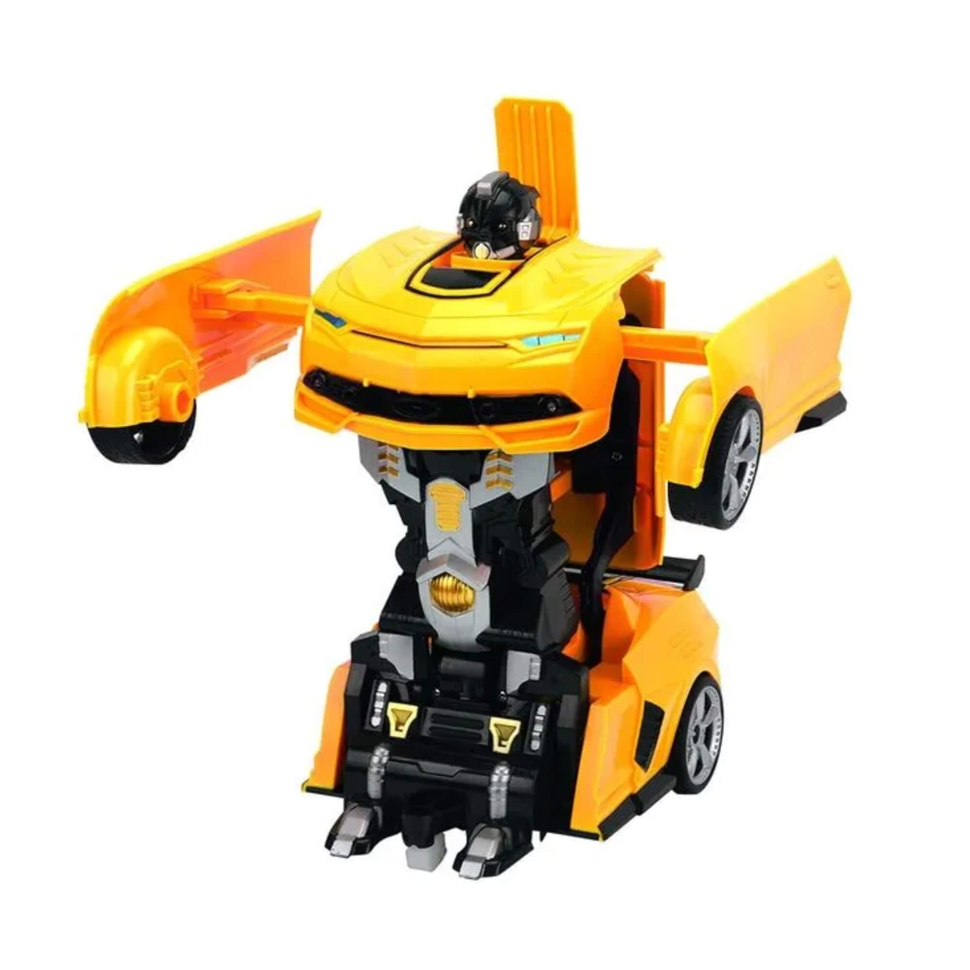 Carrinho Transformável c/ Controle Remoto Megaformers Auto Saturn Amarelo Multikids - BR1653