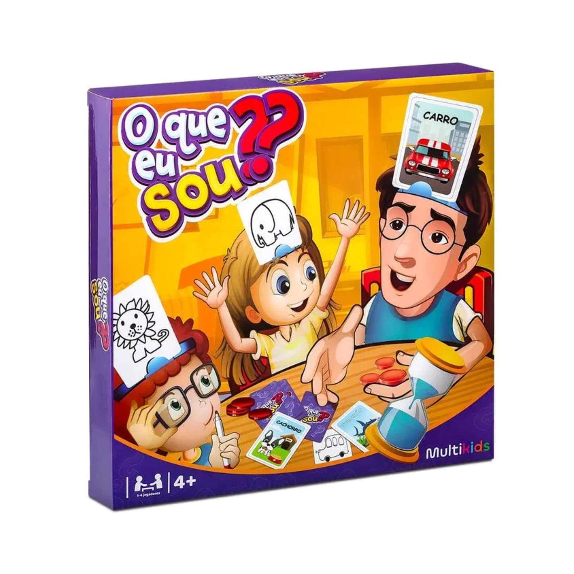Jogo O Que Eu Sou? 60 Peças com Cartas, Faixas e Ampulheta Multikids - BR1772