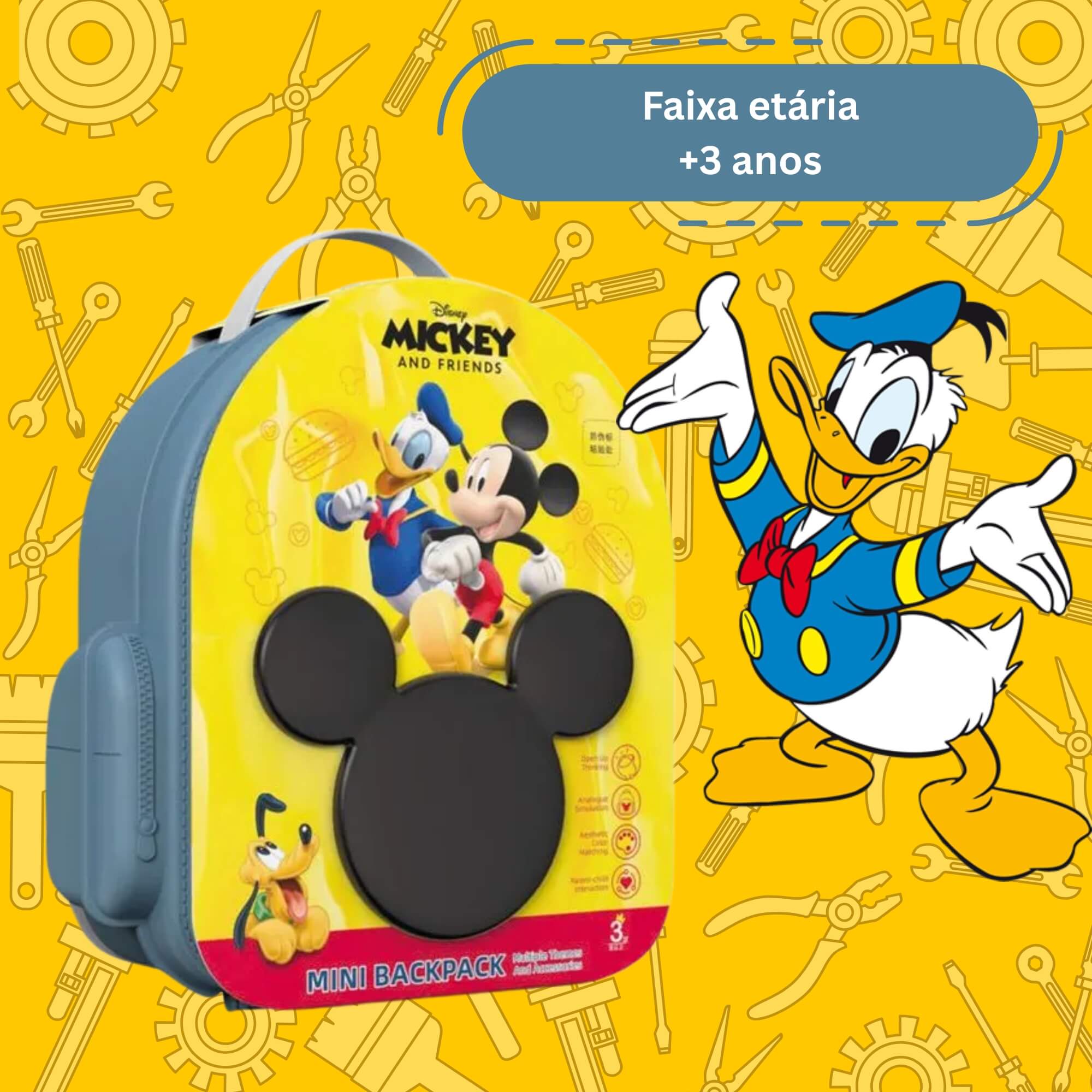 Brinquedo Mochila de Ferramentas Infantil Mickey c/ Acessórios de Brincar Multikids - BR2185