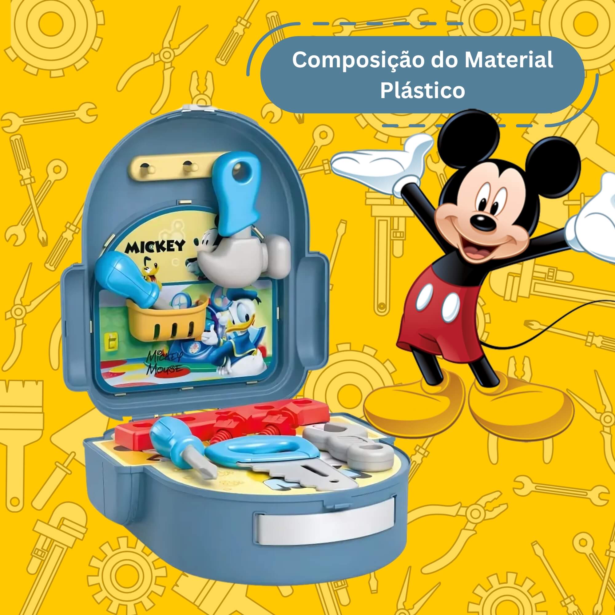 Brinquedo Mochila de Ferramentas Infantil Mickey c/ Acessórios de Brincar Multikids - BR2185