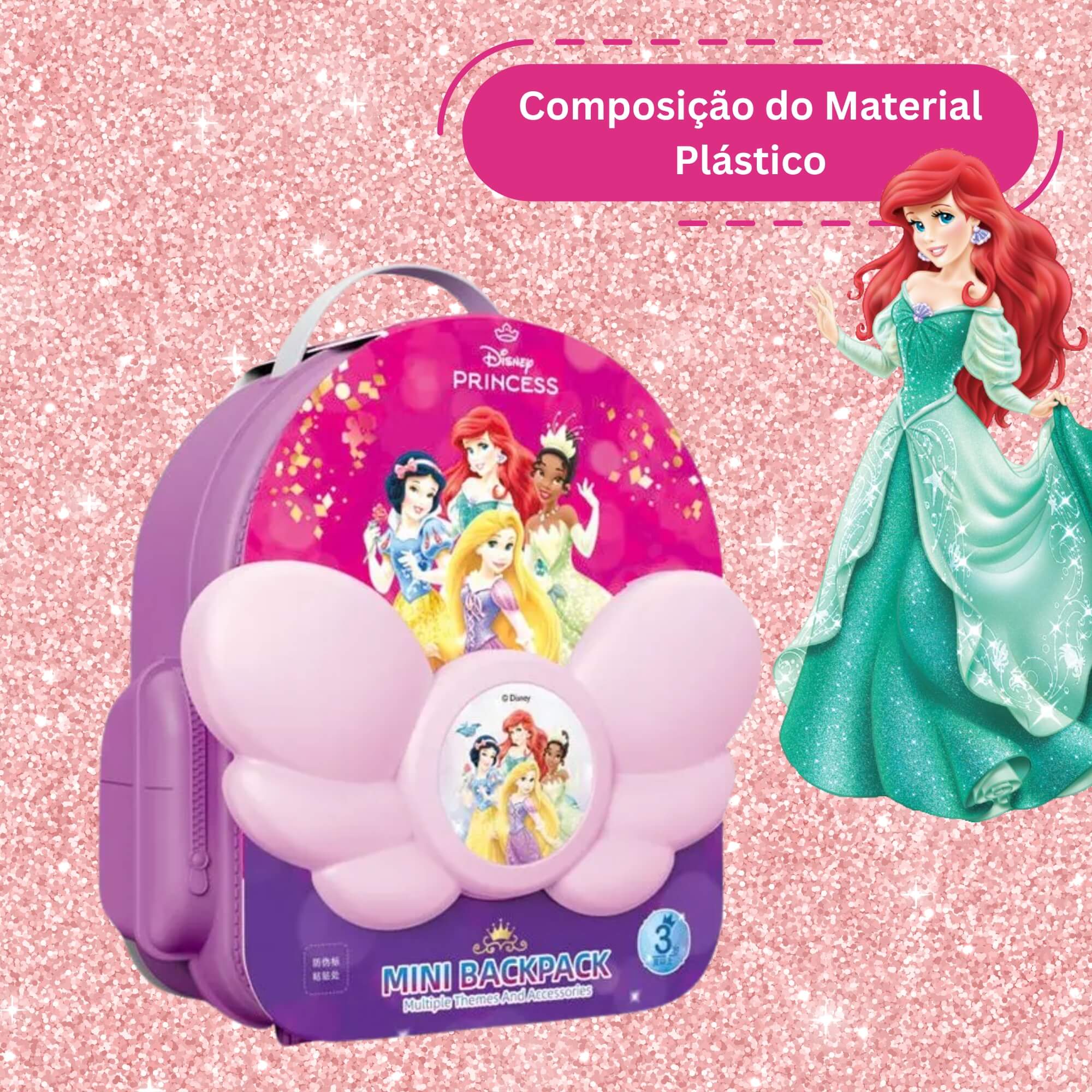 Brinquedo Mochila de Beleza Infantil Disney Princesas com Acessórios 2 em 1 Multikids - BR2190