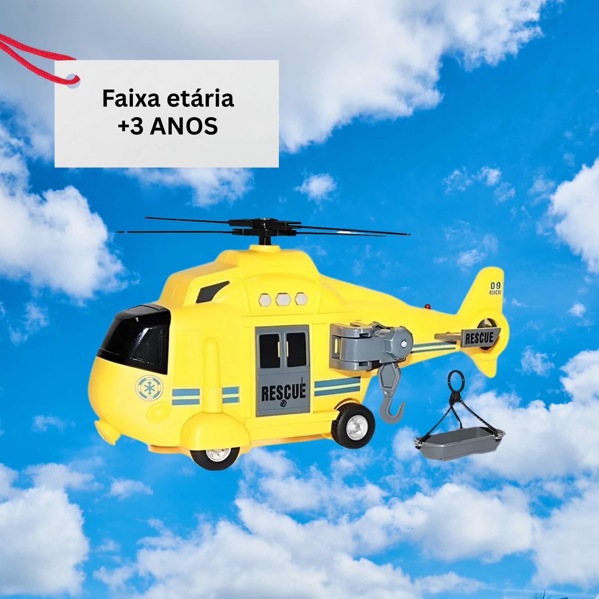 Brinquedo Infantil Helicóptero de Resgate com Luz e Som Multikids - BR2232