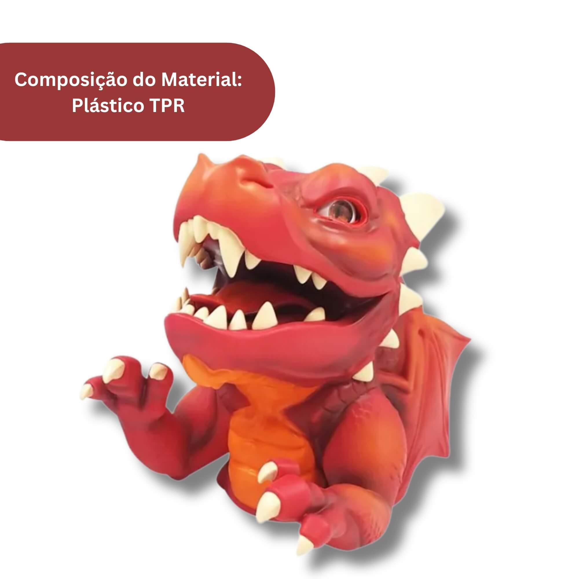 Brinquedo Fantoche de Plástico Dragão Zinder com Som e Animação Vermelho Multikids - BR2265