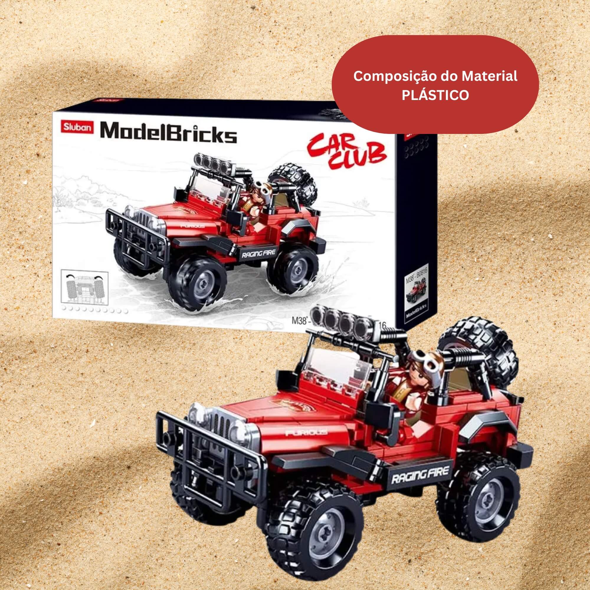Brinquedo Infantil Blocos de Montar Jeep 253 Peças Cubic Multikids - BR2284