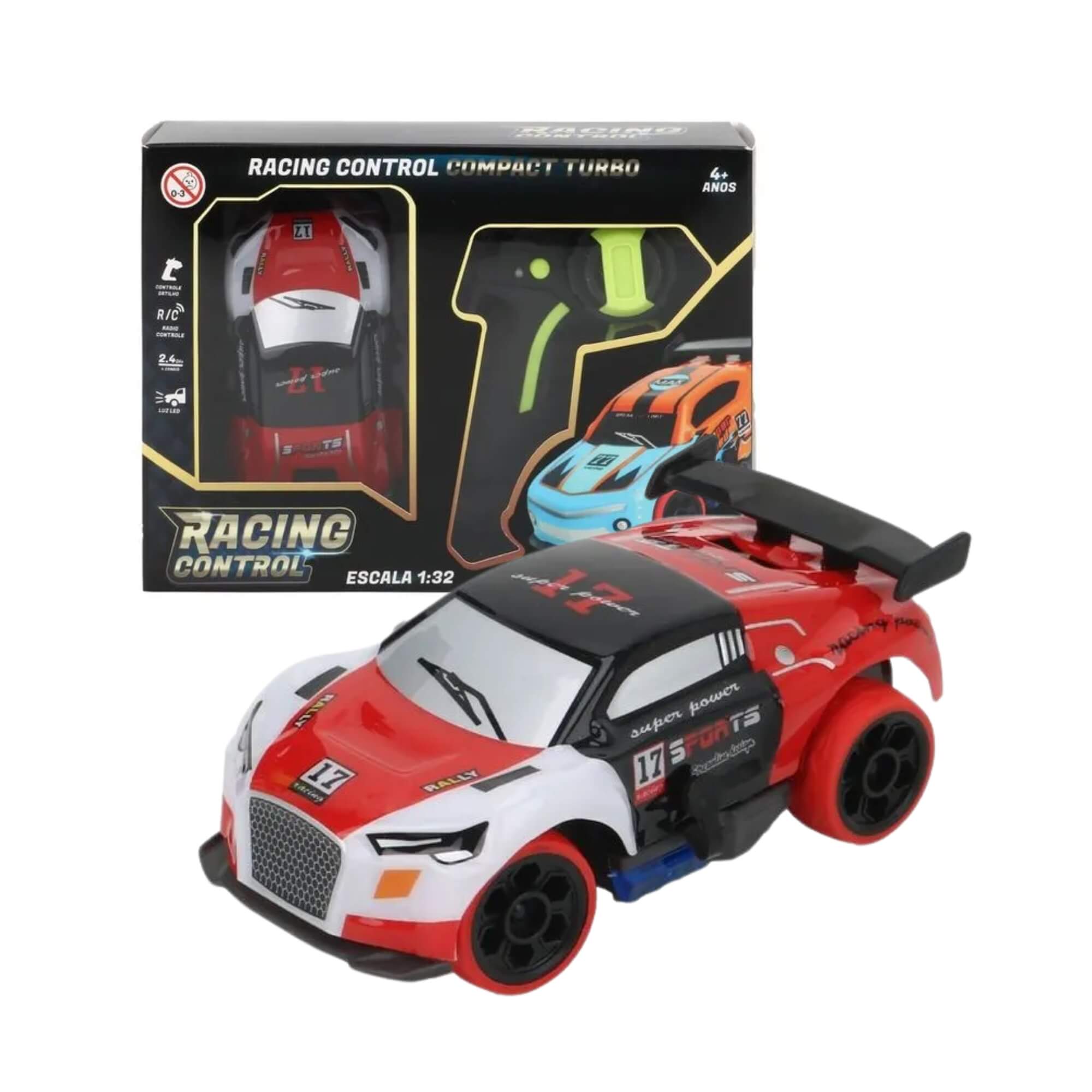 Brinquedo Infantil Carrinho De Corrida Turbo de Controle Remoto Vermelho Multikids - BR2291