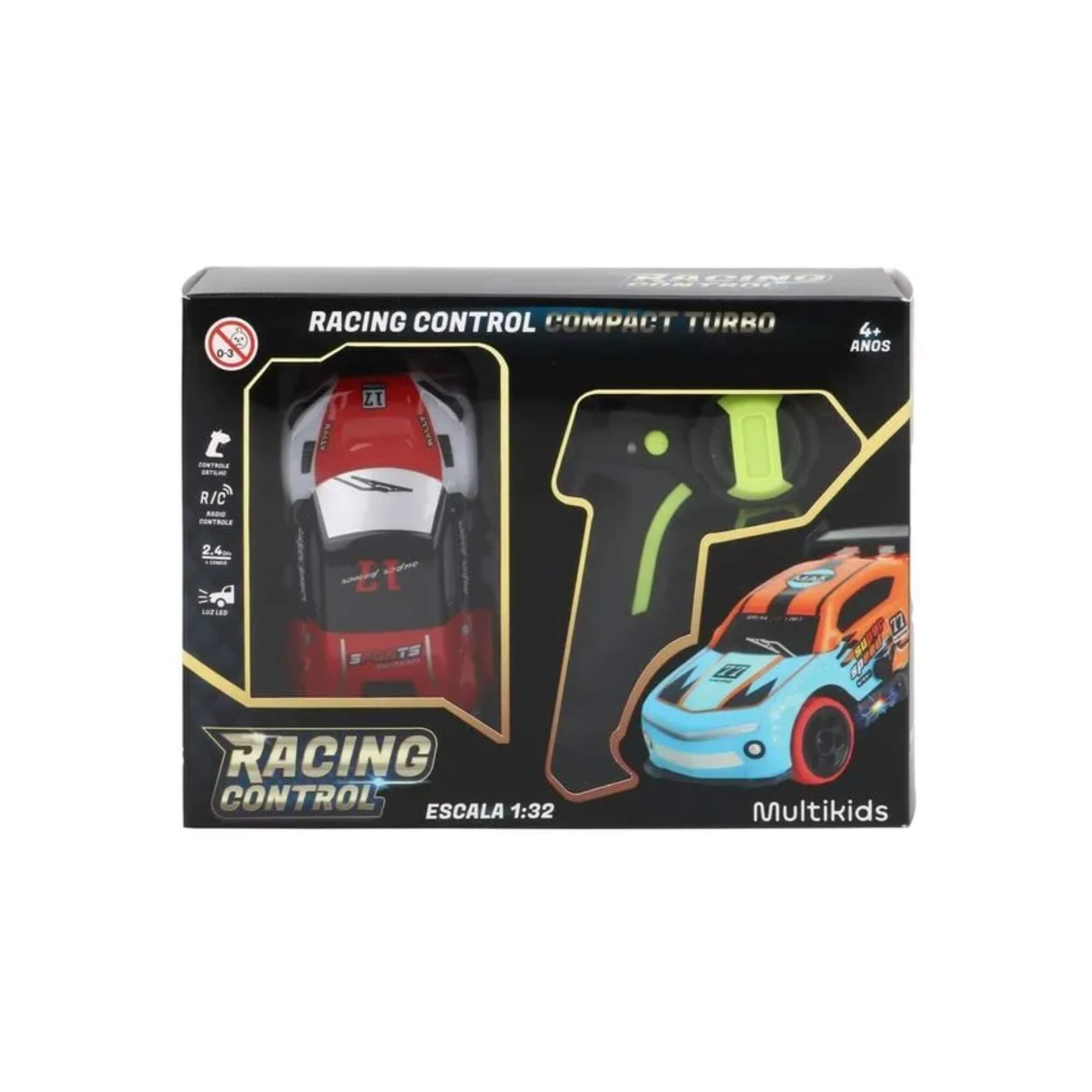 Brinquedo Infantil Carrinho De Corrida Turbo de Controle Remoto Vermelho Multikids - BR2291