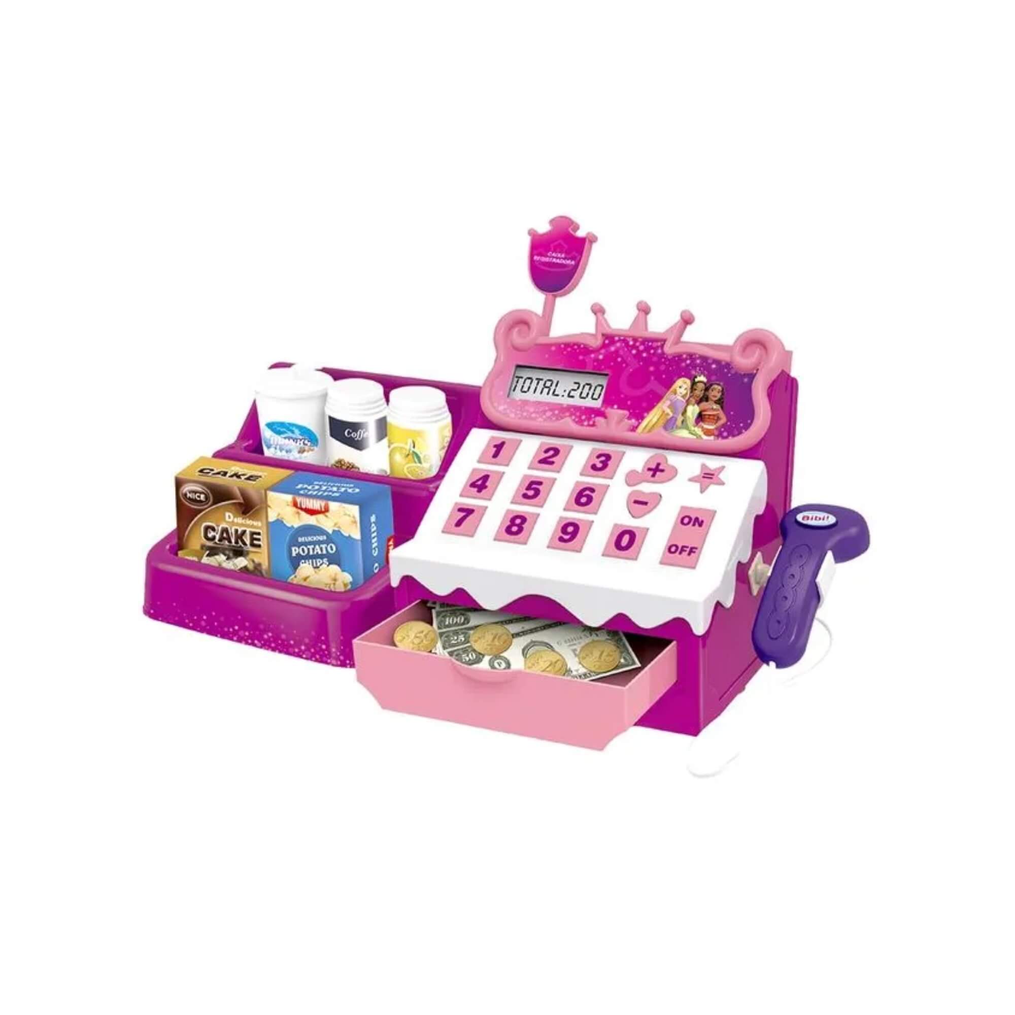 Brinquedo Caixa Registradora Disney Princesas com Calculadora e Acessórios Multikids - BR2297