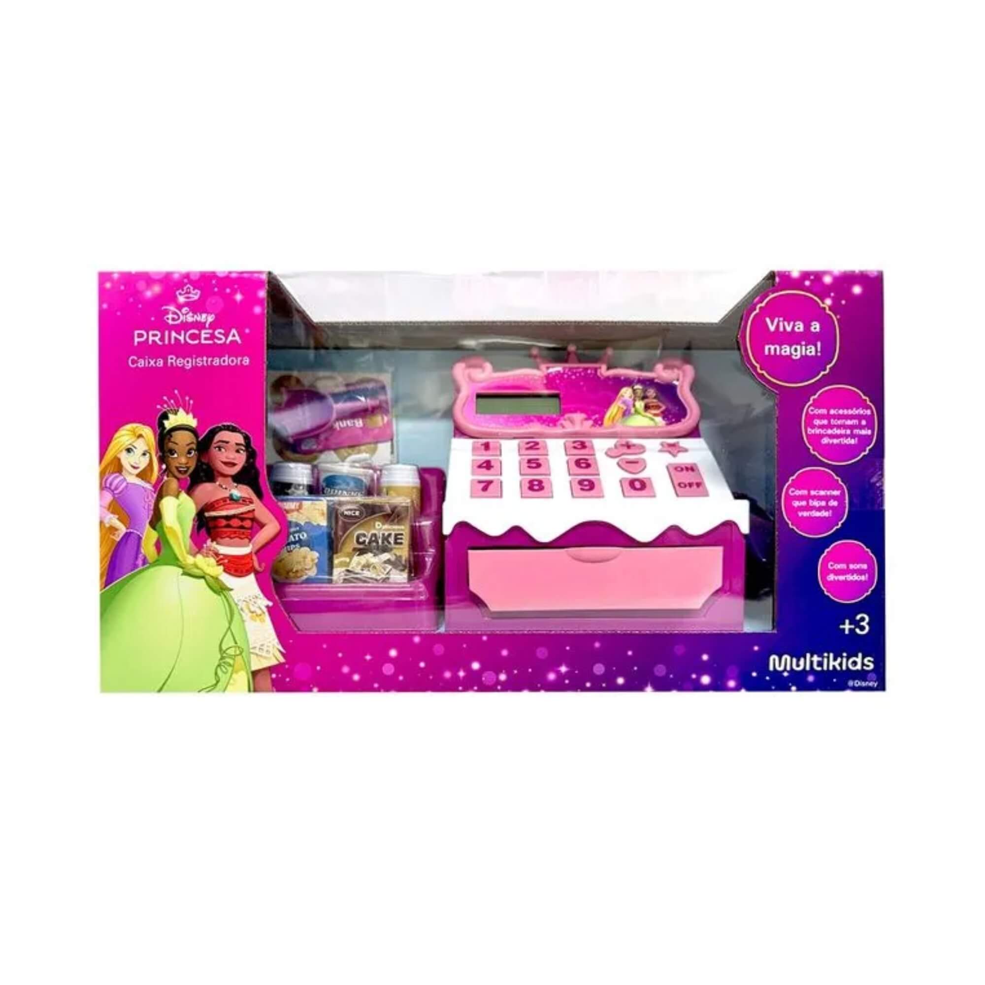 Brinquedo Caixa Registradora Disney Princesas com Calculadora e Acessórios Multikids - BR2297