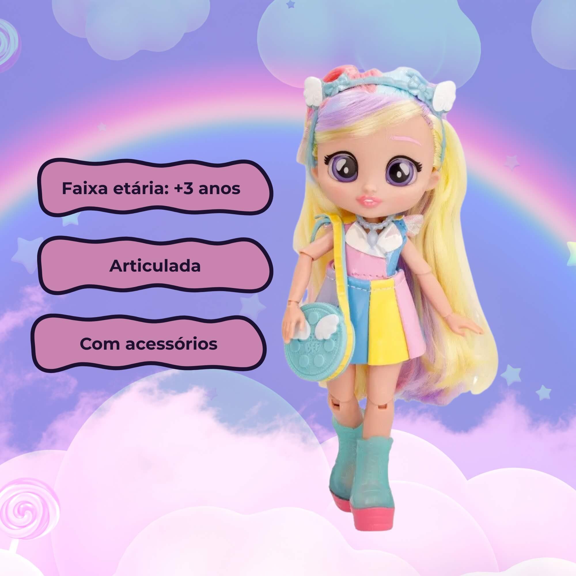 Boneca BFF By Cry Babies Jenna Articulada Brinquedo Multikids BR2353