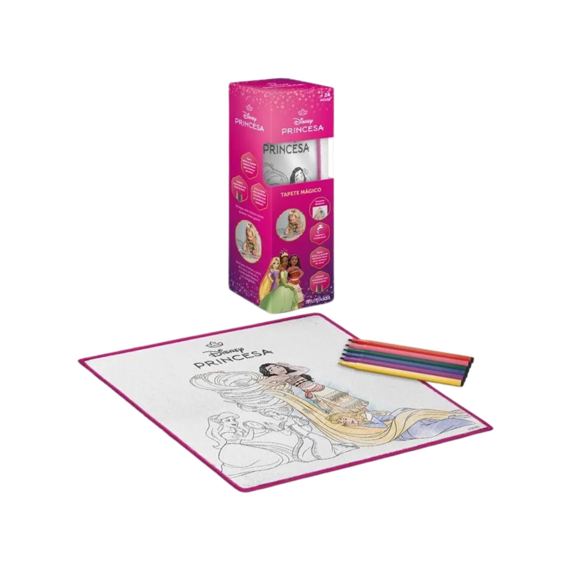 Tapete Mágico Acqua para Colorir Princesas Disney com 6 Canetinhas Laváveis Multikids - BR2384
