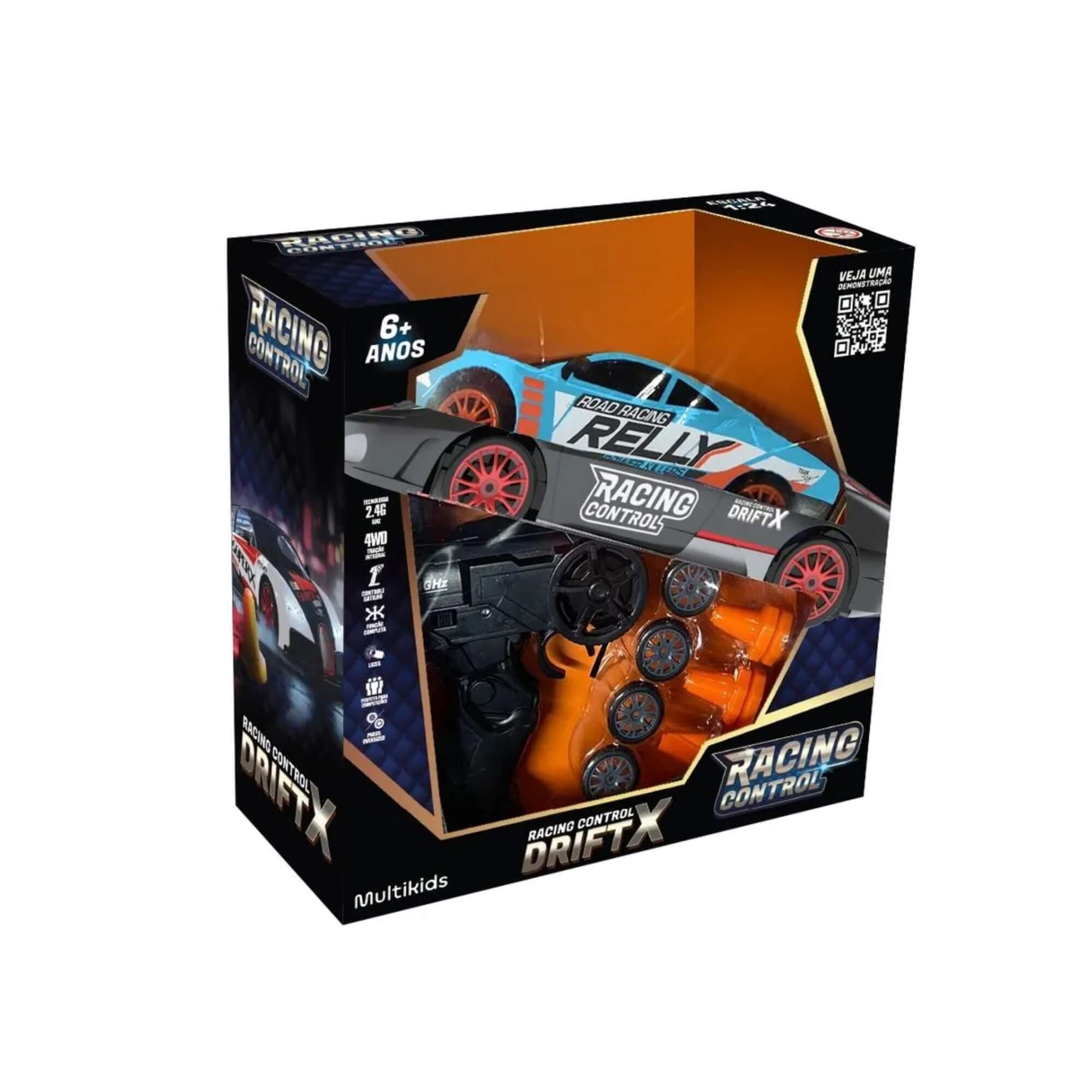 Brinquedo Carrinho de Corrida de Controle Remoto DriftX Azul Multikids - BR2416