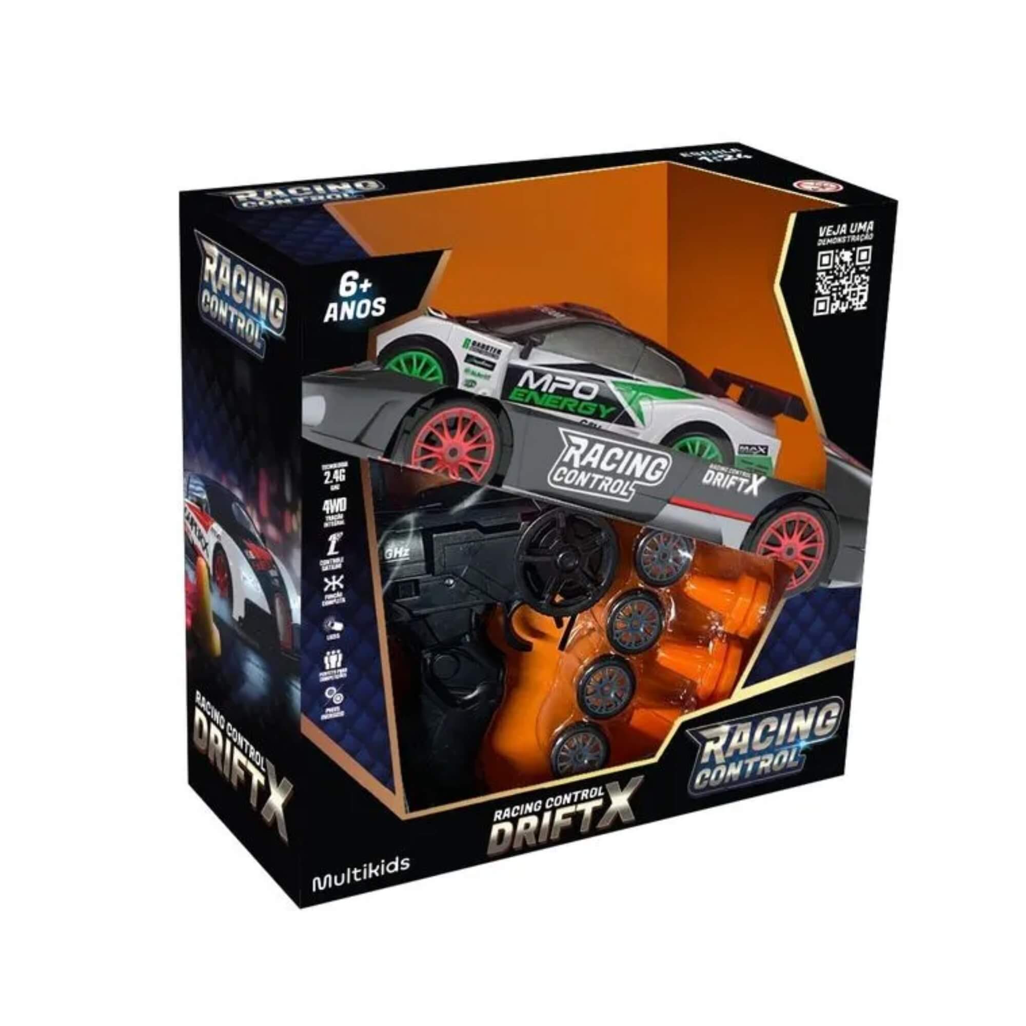 Brinquedo Infantil Carro de Corrida de Controle Remoto DriftX Branco Multikids - BR2418