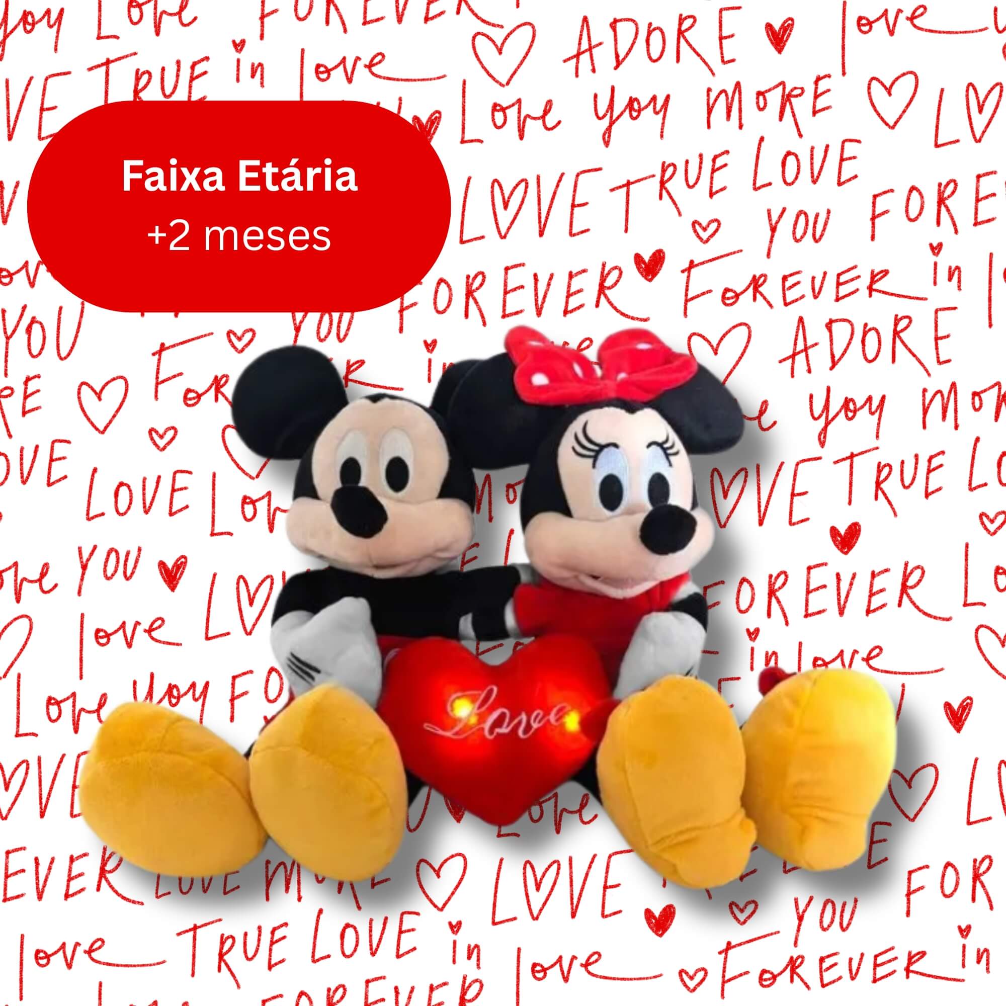 Pelúcia Disney Mickey e Minnie Dia dos Namorados Multikids - BR2429
