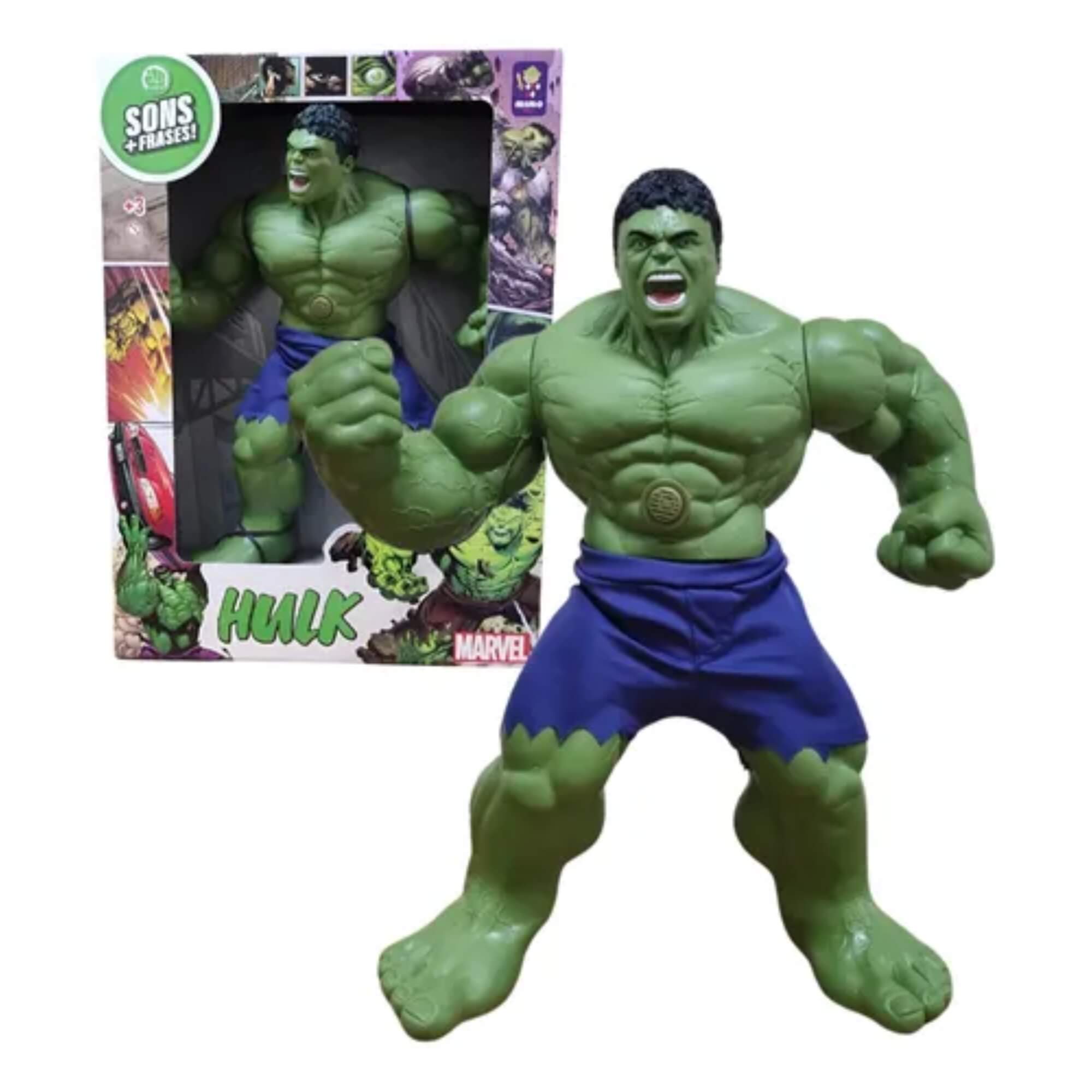 Brinquedo Infantil Boneco Hulk Gigante 45cm Marvel Sons Frases Mimo Toys - 0591