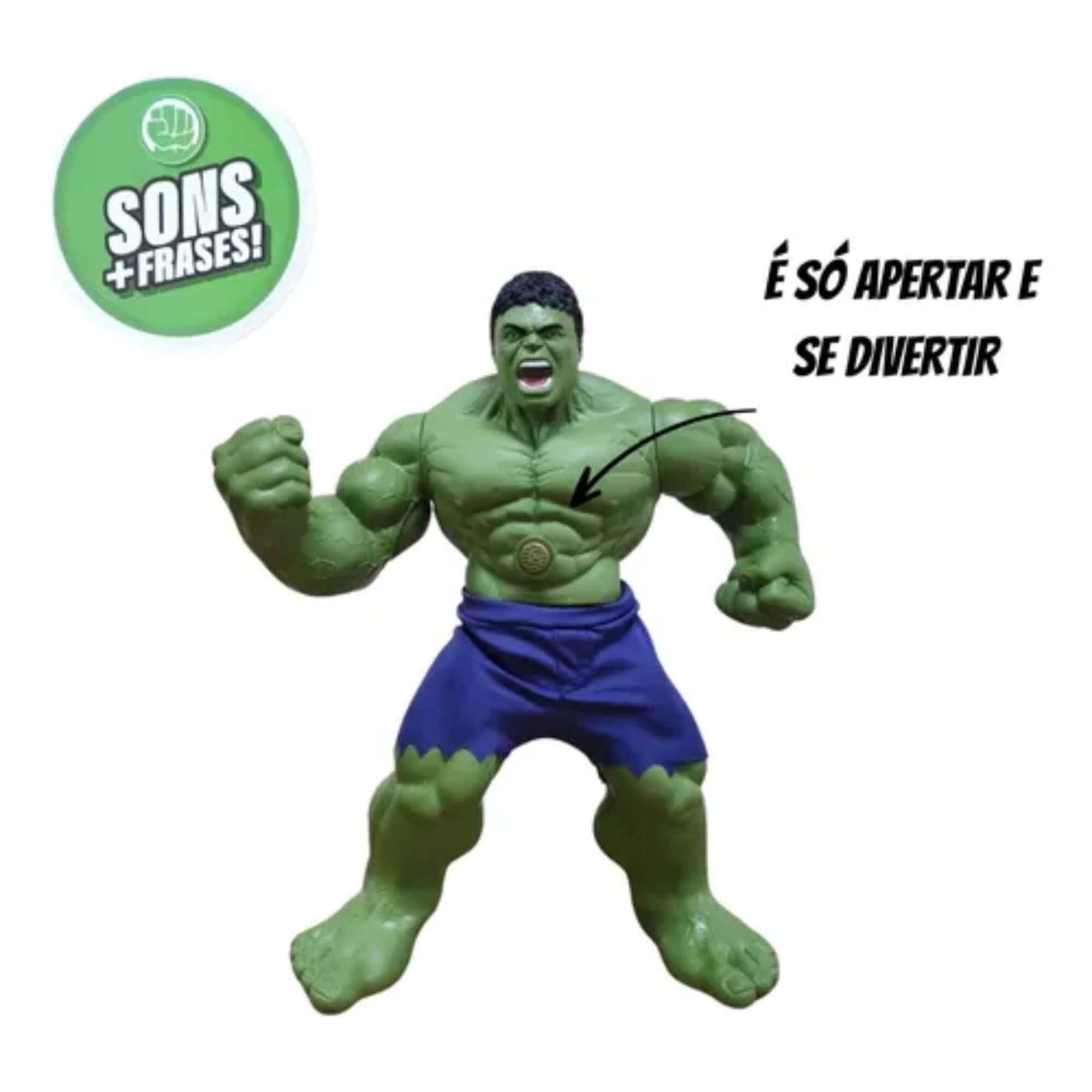 Brinquedo Infantil Boneco Hulk Gigante 45cm Marvel Sons Frases Mimo Toys - 0591