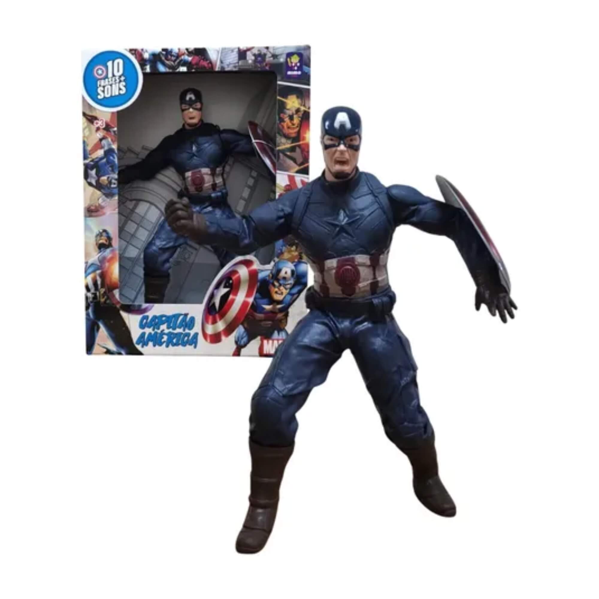 Boneco Capitão América Gigante com Som 45cm Articulado Mimo Toys - 0592