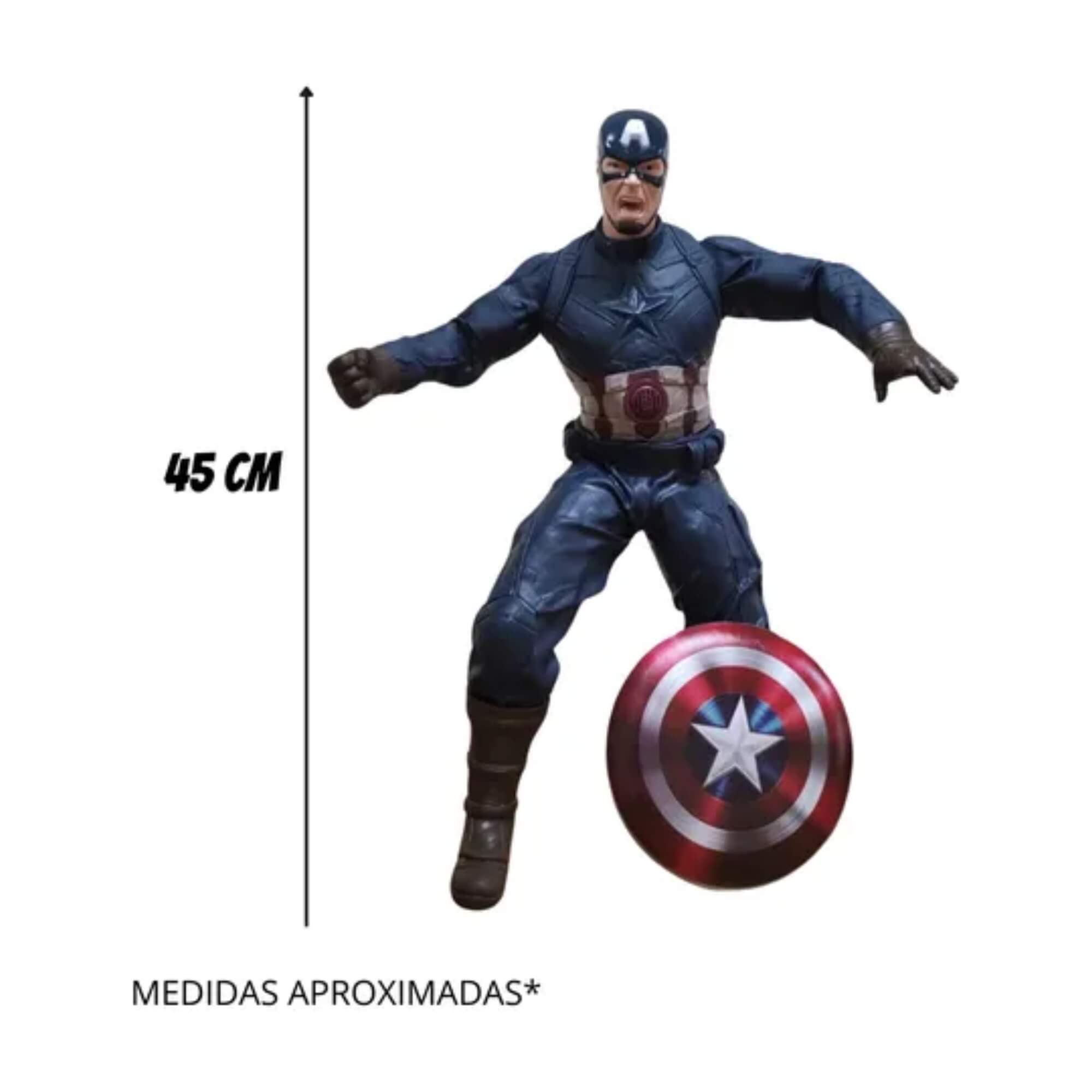 Boneco Capitão América Gigante com Som 45cm Articulado Mimo Toys - 0592