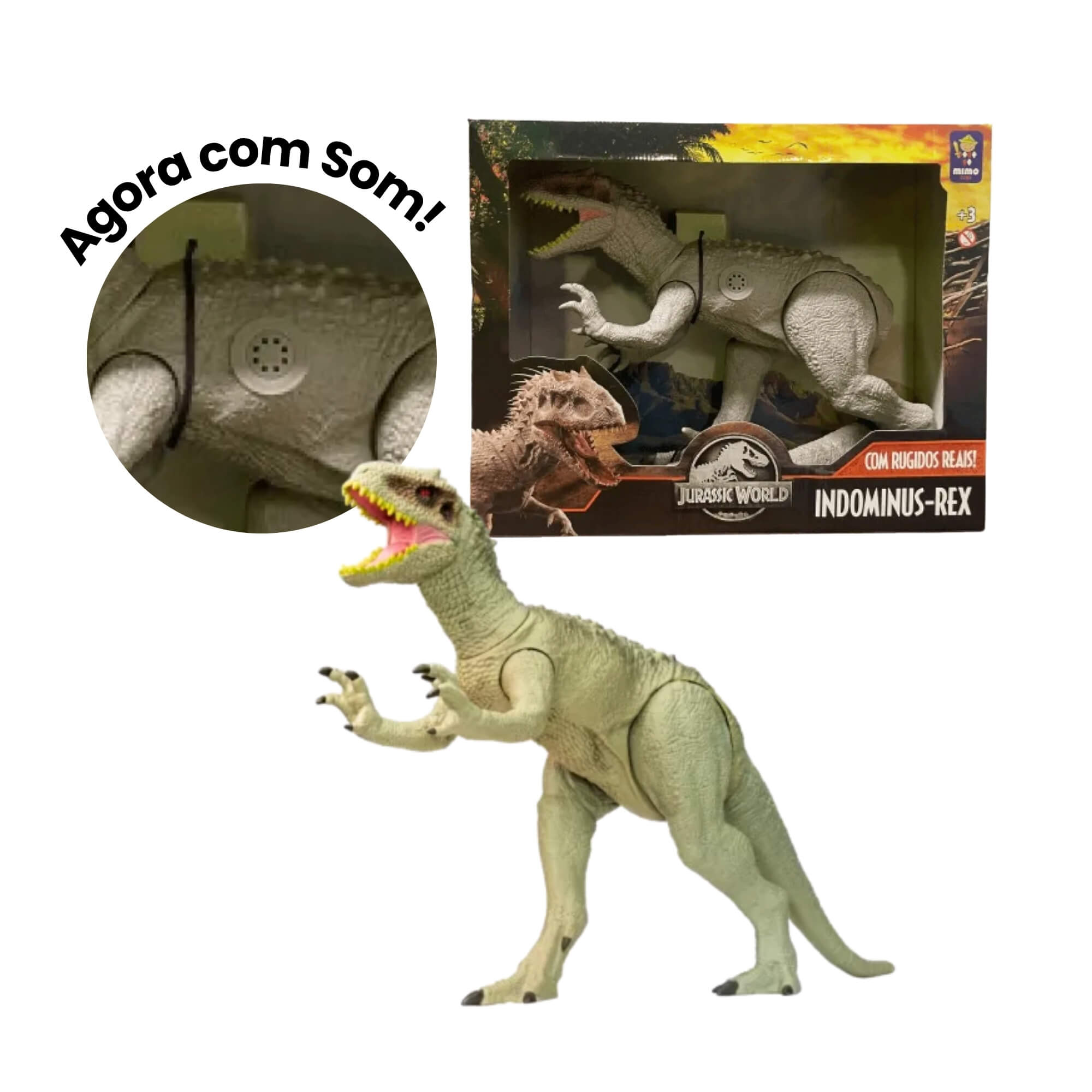 Brinquedo Boneco Dinossauro Indominus Rex Jurassic World Gigante com Som Mimo Toys - 0746