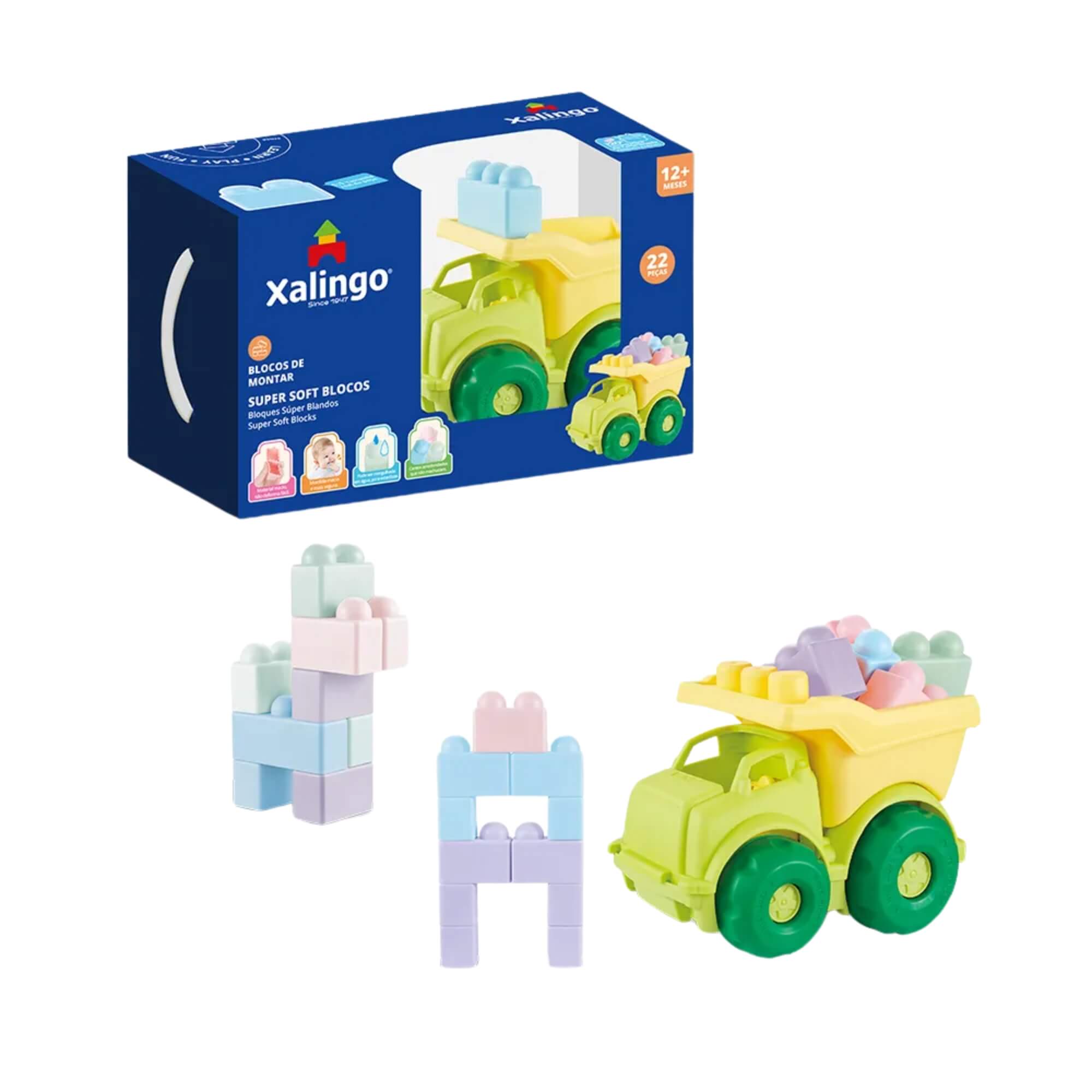 Brinquedo Infantil Soft Blocos Carrinho 22 Peças Xalingo - 63109