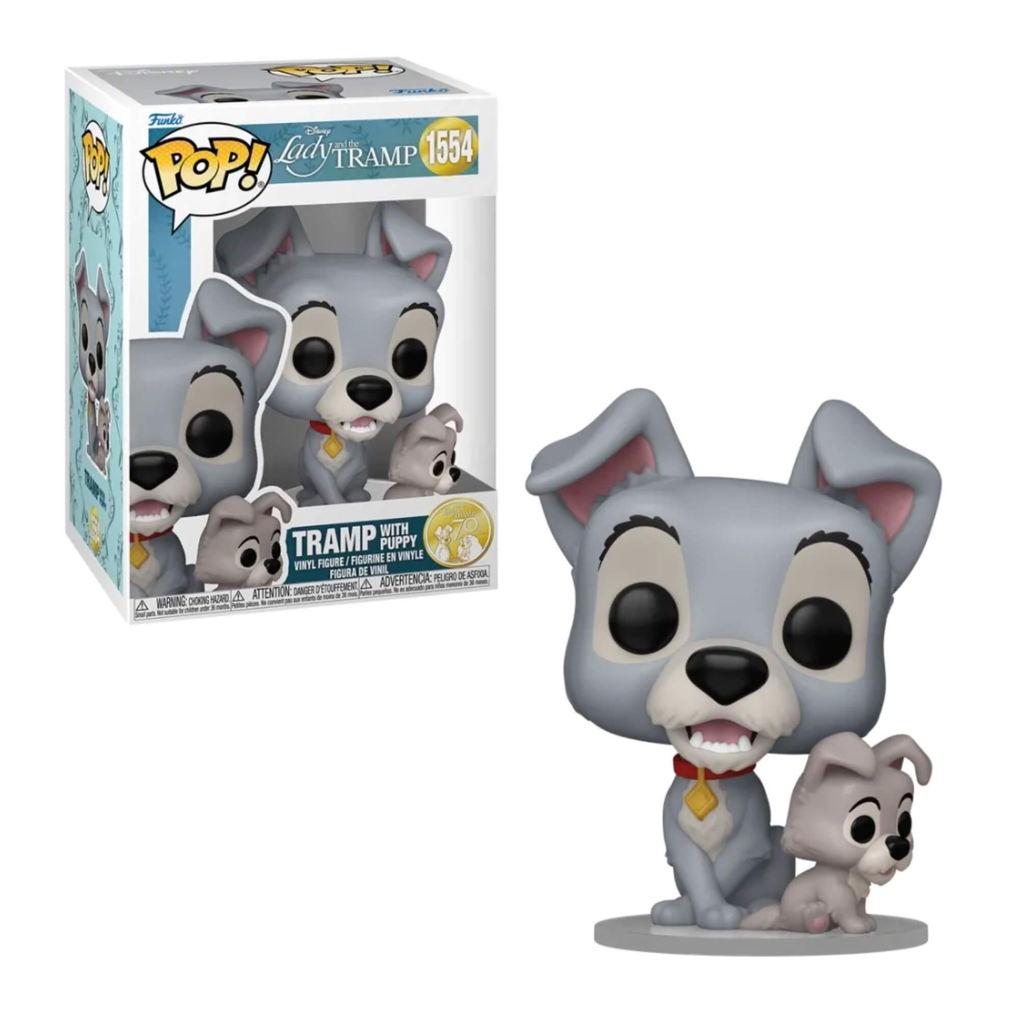 Boneco Funko Pop! Disney A Dama e o Vagabundo 70 anos - Vagabundo com Filhote Candide - 11981