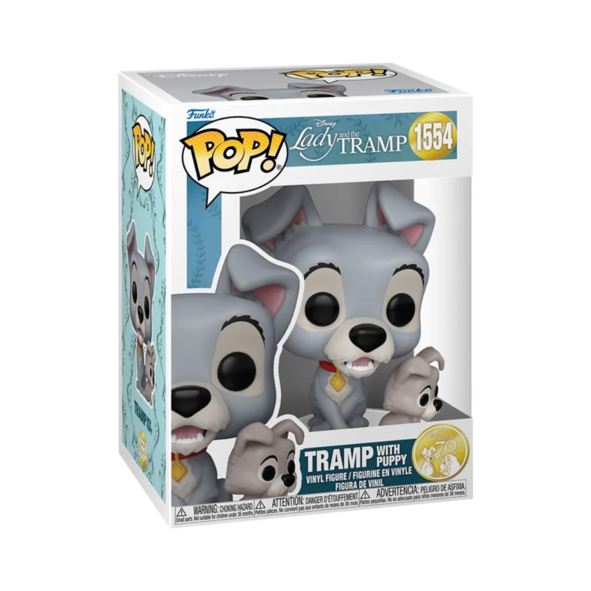 Boneco Funko Pop! Disney A Dama e o Vagabundo 70 anos - Vagabundo com Filhote Candide - 11981
